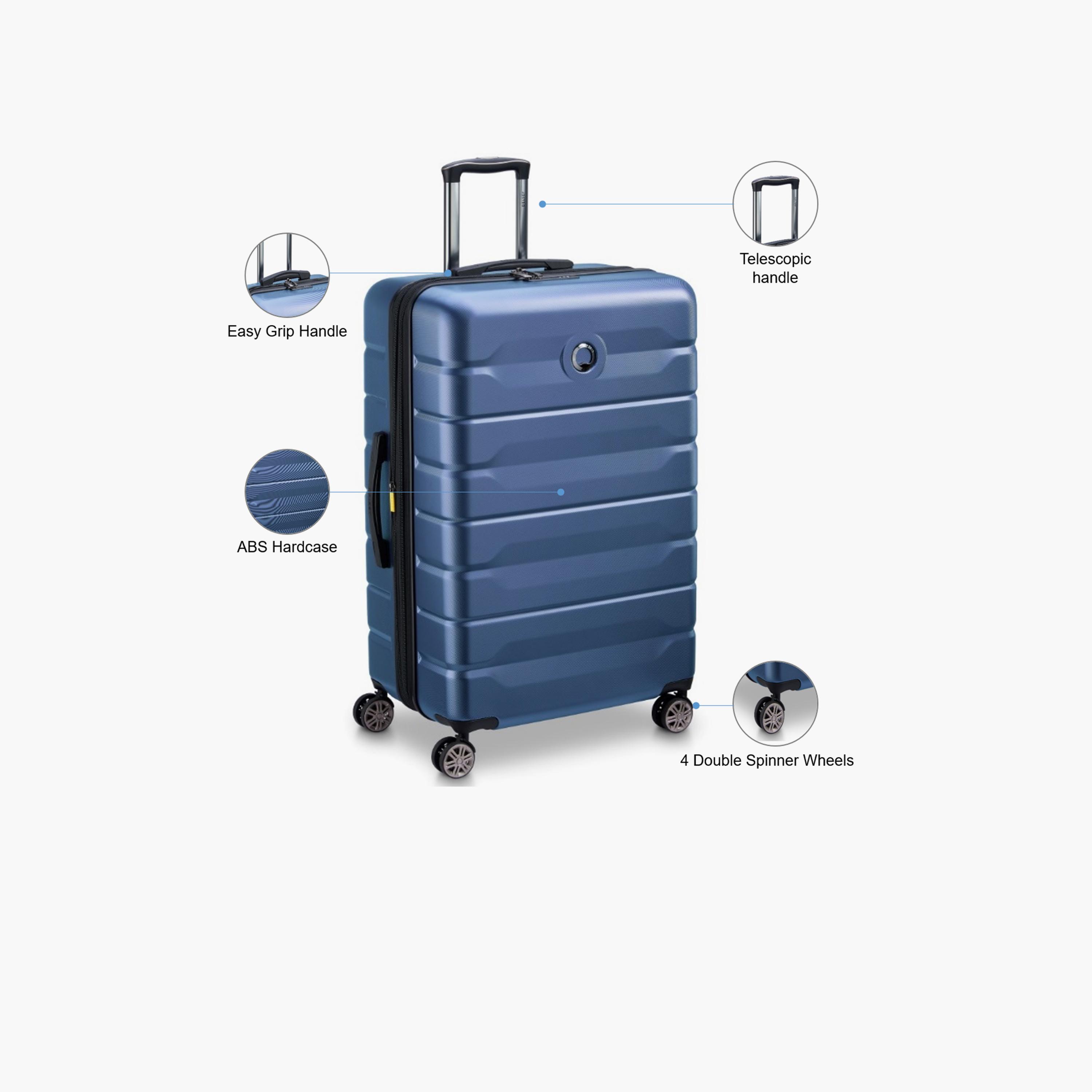 Delsey Paris Air Armour Hardcase Expendable Double Wheel Medium Trolley Suitcase 68 CM Blue-travel-luggagesandbags-luggage-image-3