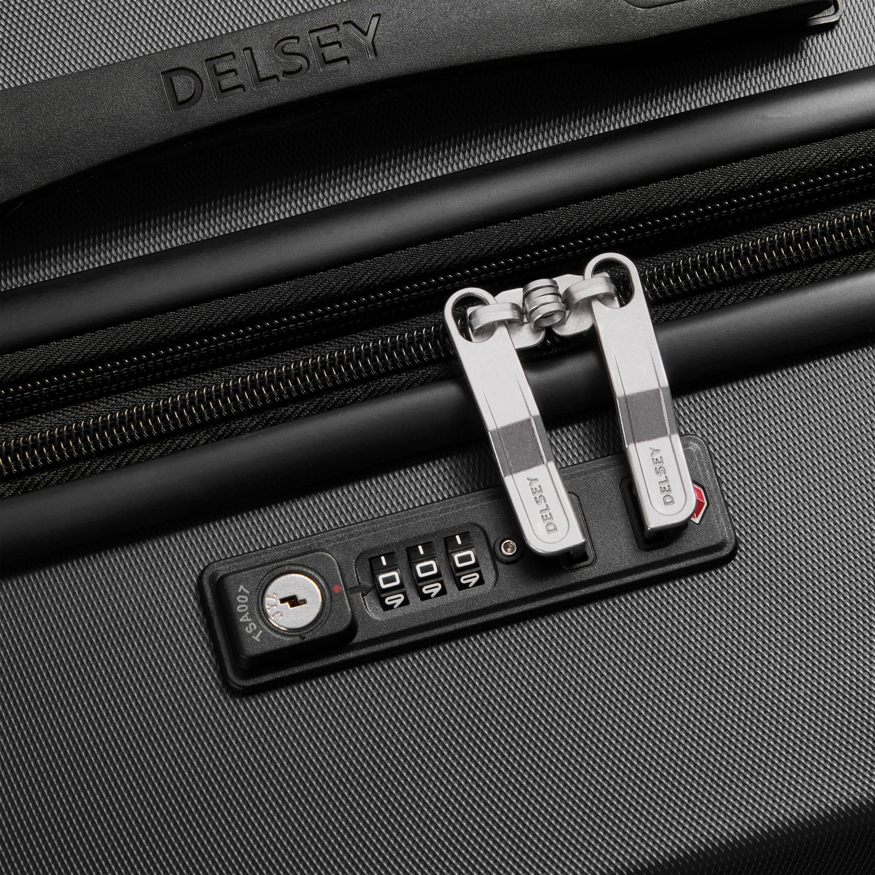 Delsey Paris Christine Hardside Expendable Double Wheel Luggage Trolley Suitcase 3pcs set (L+M+S) 55/70/82 CM Black-travel-luggagesandbags-luggage-image-6