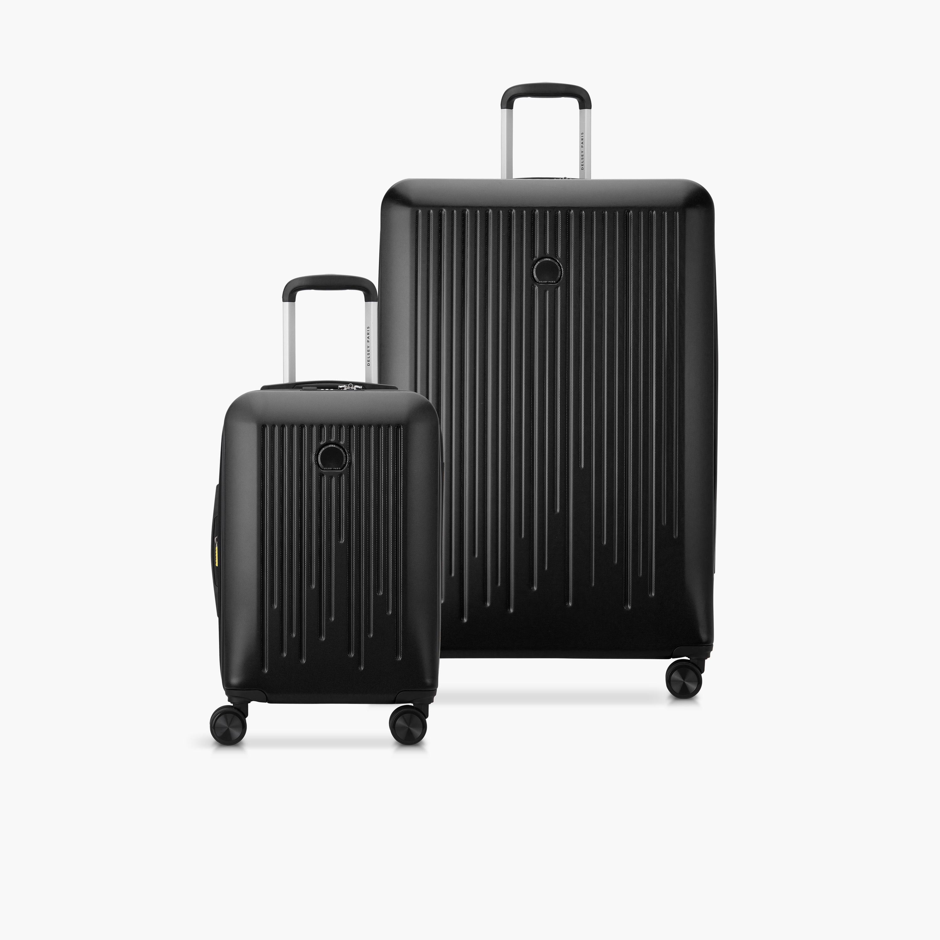Delsey Paris Christine Hardside Expendable Double Wheel Luggage Trolley Suitcase 2pcs set (L+S) 55/82 CM Black-travel-luggagesandbags-luggage-image-1