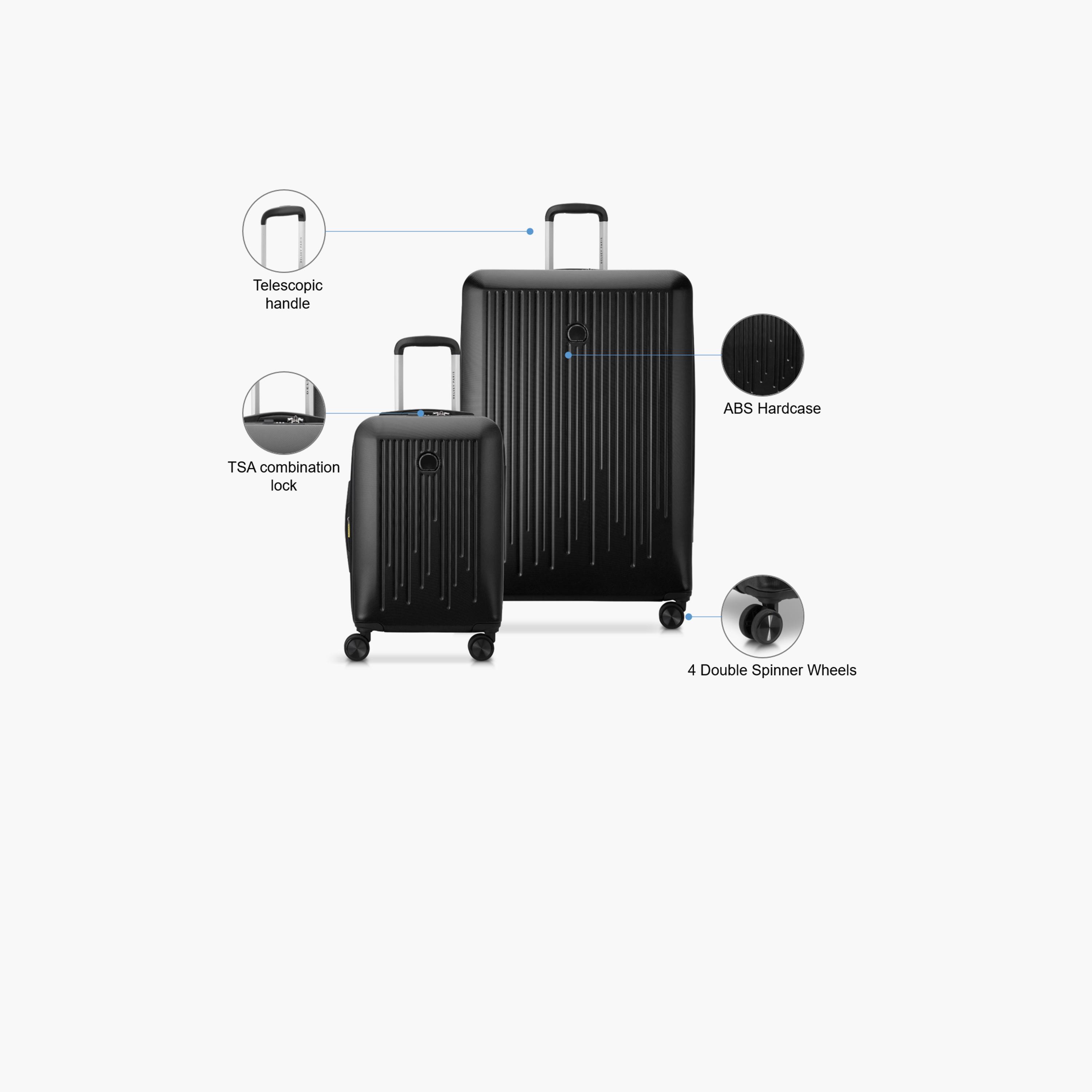 Delsey Paris Christine Hardside Expendable Double Wheel Luggage Trolley Suitcase 2pcs set (L+S) 55/82 CM Black-travel-luggagesandbags-luggage-image-2