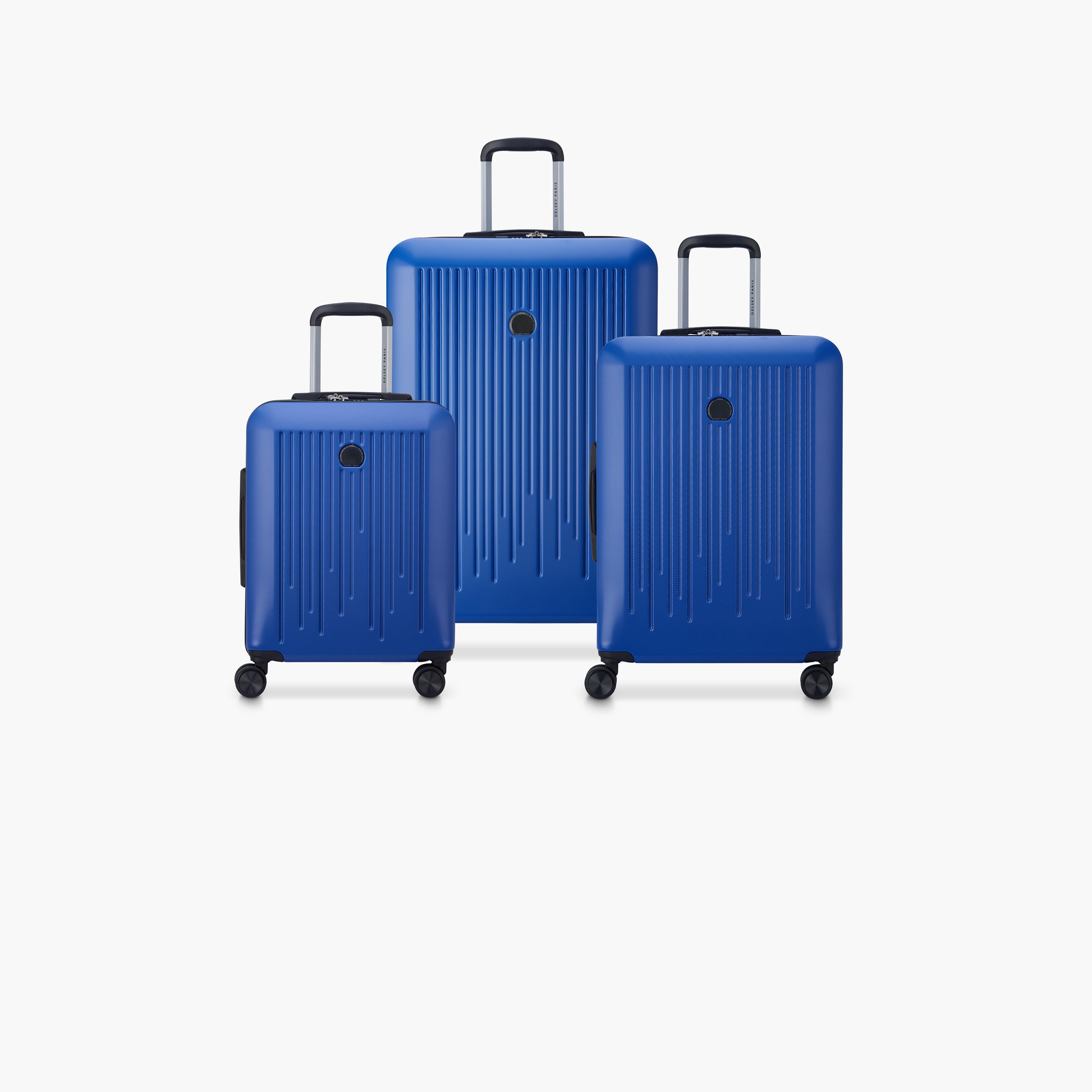 Delsey Paris Christine Hardside Expendable Double Wheel Luggage Trolley Suitcase 3pcs set (L+M+S) 55/70/82 CM Blue-travel-luggagesandbags-luggage-image-1