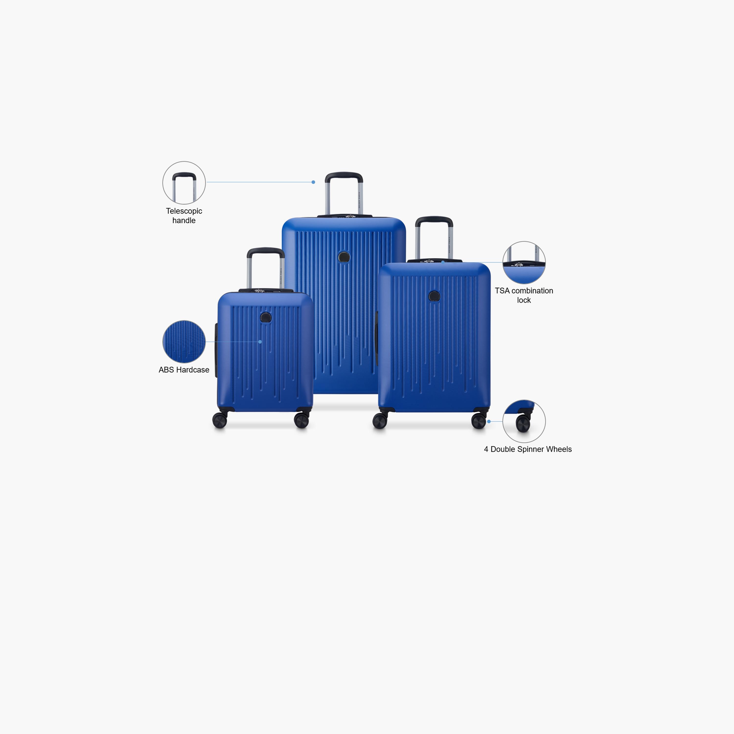 Delsey Paris Christine Hardside Expendable Double Wheel Luggage Trolley Suitcase 3pcs set (L+M+S) 55/70/82 CM Blue-travel-luggagesandbags-luggage-image-2