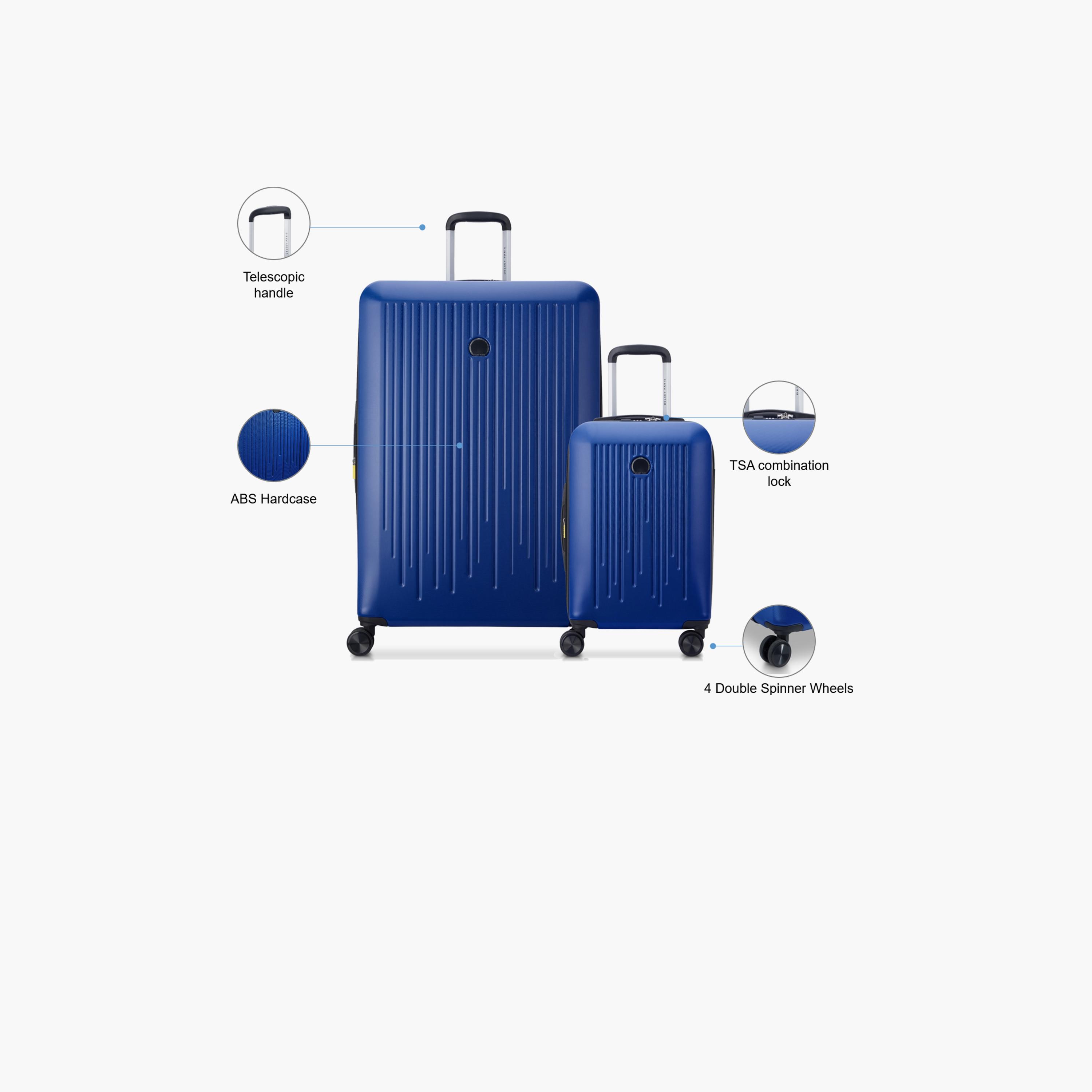 Delsey Paris Christine Hardside Expendable Double Wheel Luggage Trolley Suitcase 2pcs set (L+S) 55/82 CM Blue-travel-luggagesandbags-luggage-image-2