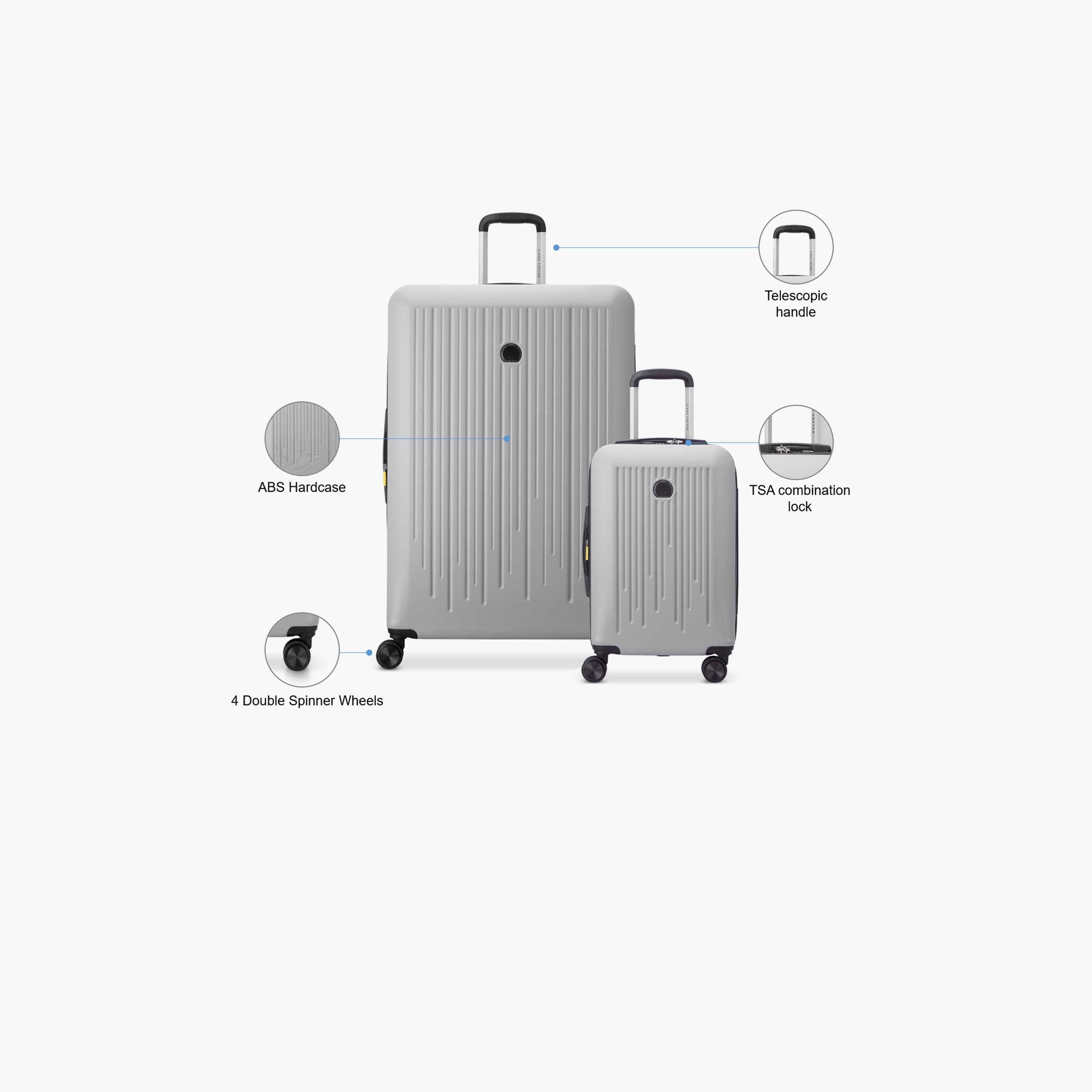 Delsey Paris Christine Hardside Expendable Double Wheel Luggage Trolley Suitcase 2pcs set (L+S) 55/82 CM storm grey-travel-luggagesandbags-luggage-image-2