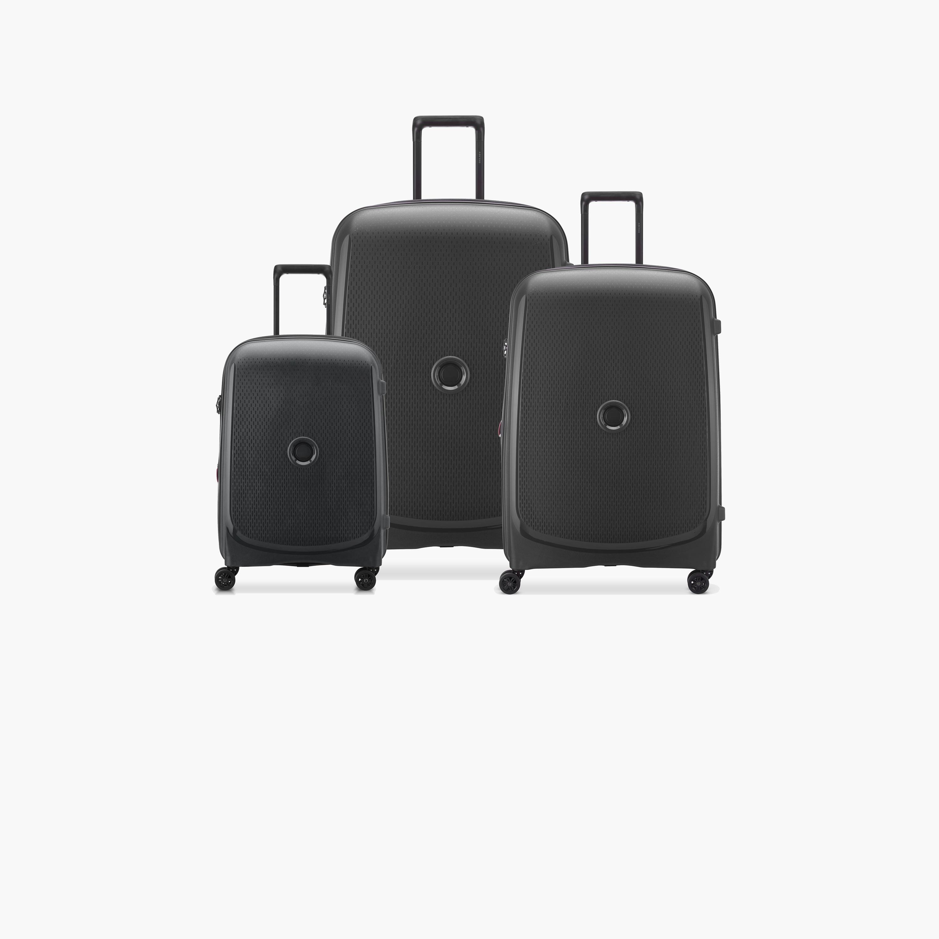Delsey Paris Belmont + Hardcase Double Wheel Luggage Suitcase 3pcs set (L+M+S) 55/71/83 CM Black-travel-luggagesandbags-luggage-image-1