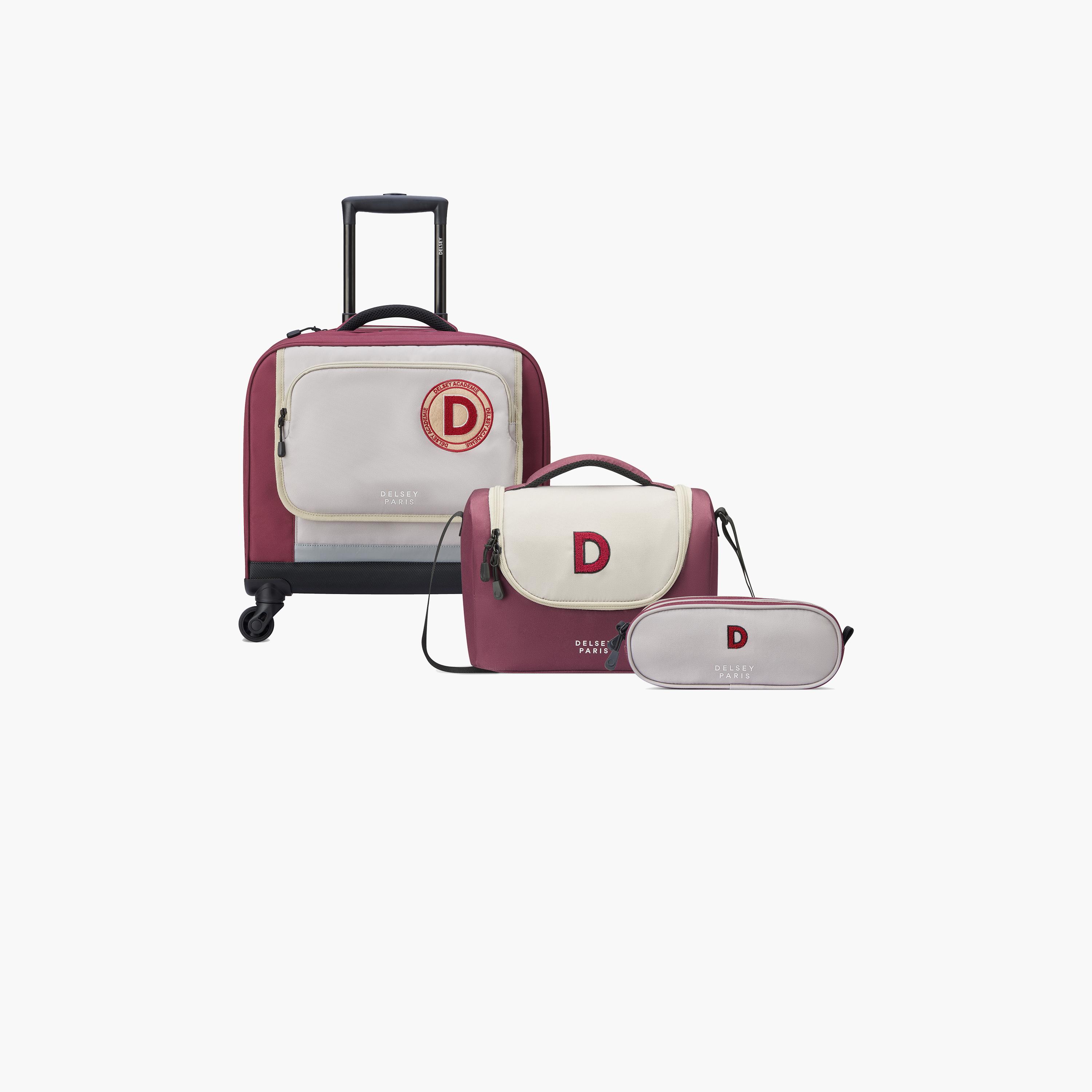 Delsey Paris Academie BTS Collection 2024 3-Piece Set Wheel School Bag, Lunch Bag, Pencil Case Beige-school-bagsandbackpacks-sets-image-1