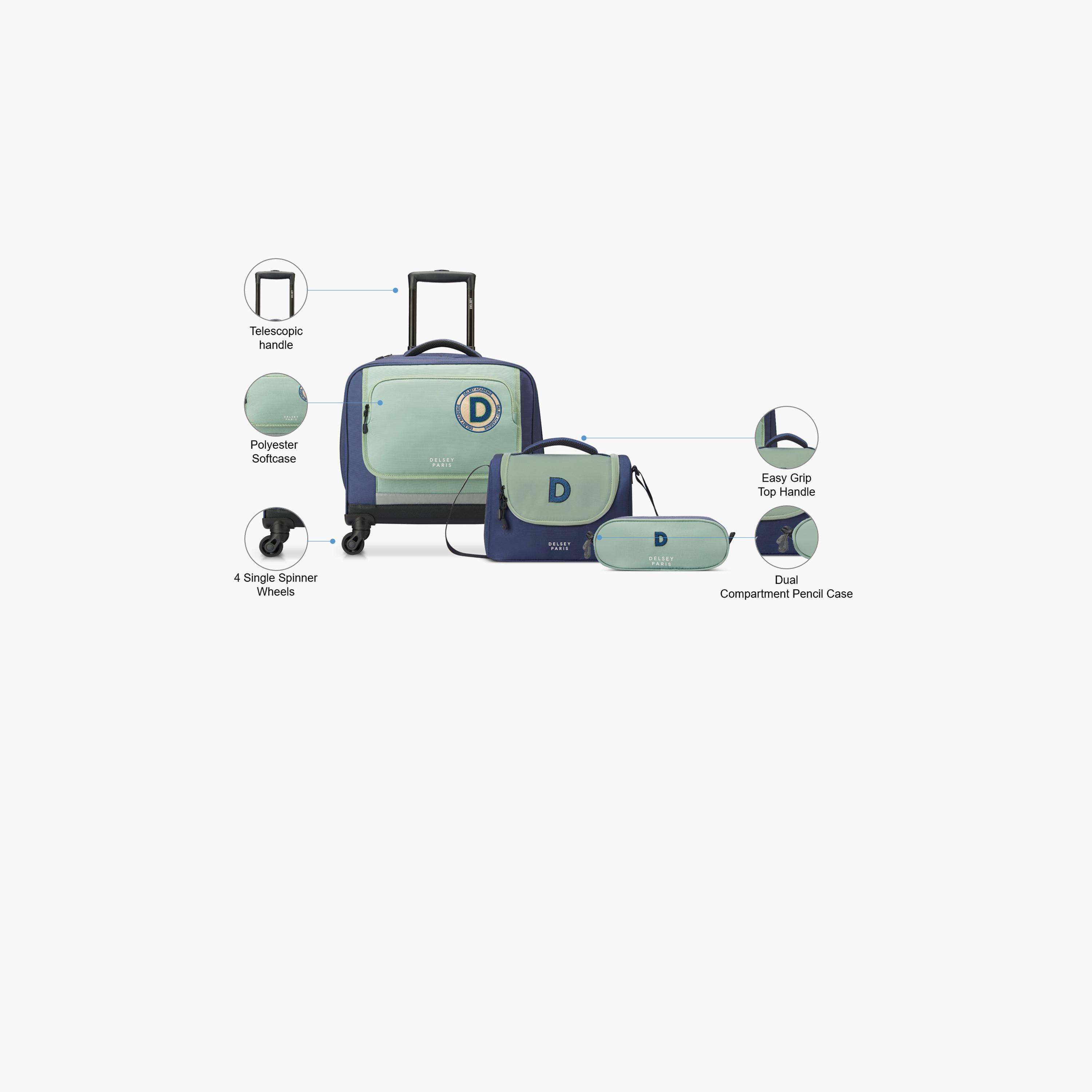 Delsey Paris Academie BTS Collection 2024 3-Piece Set Wheel School Bag, Lunch Bag, Pencil Case Mint-school-bagsandbackpacks-backpacks-image-2