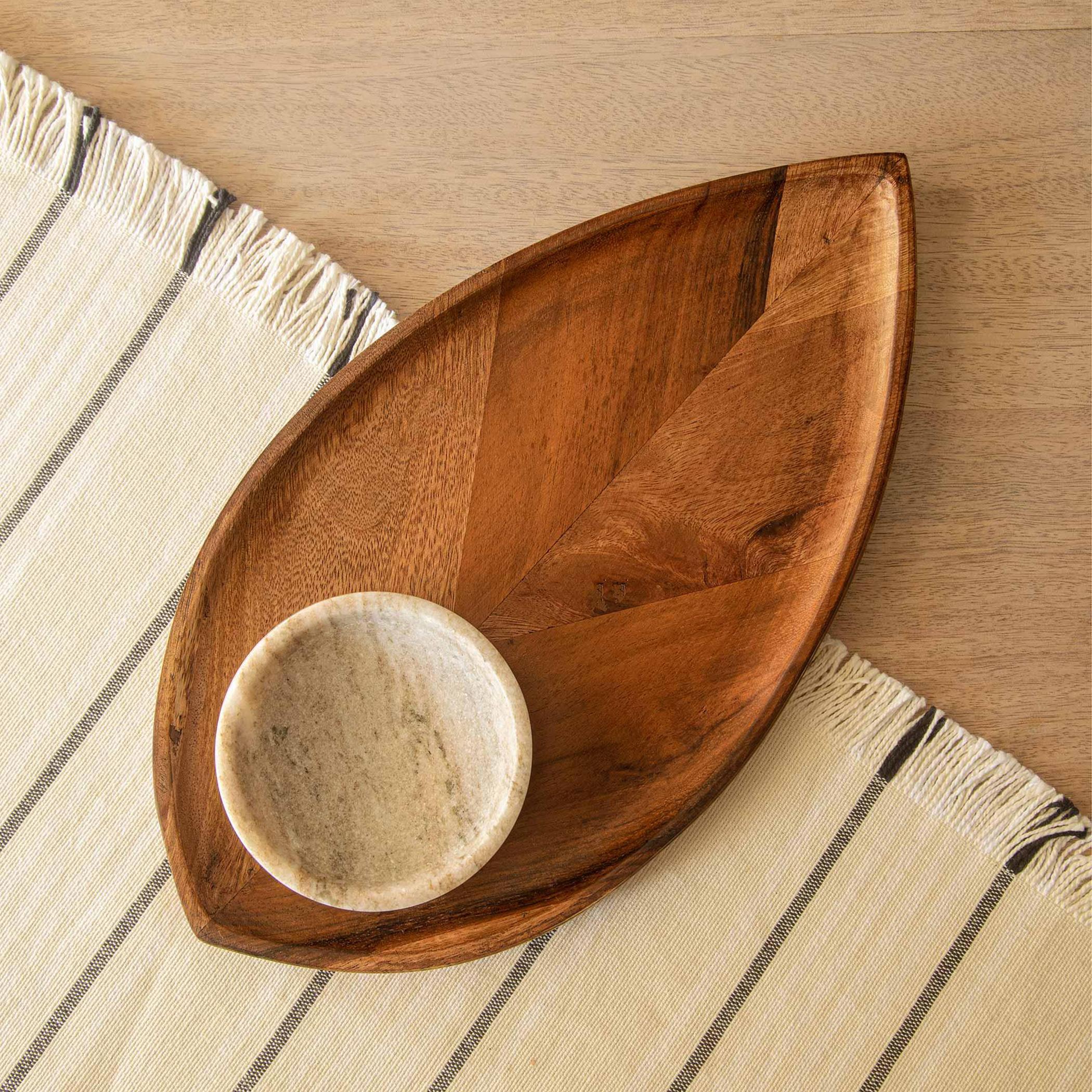 Ellementary Leaf Shaped Wooden Platter - 27x14 cms-household-dining-serveware-servingplatters-image-4