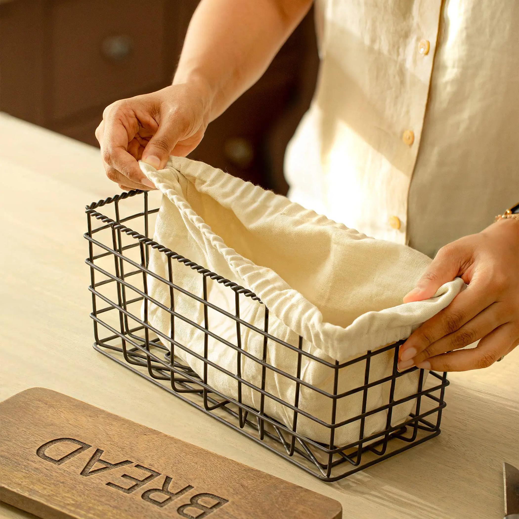 Ellementary Twine Wire Bread Box with Fabric Liner and Lid-household-kitchen-kitchentoolsandutensils-foodservingtools-image-1