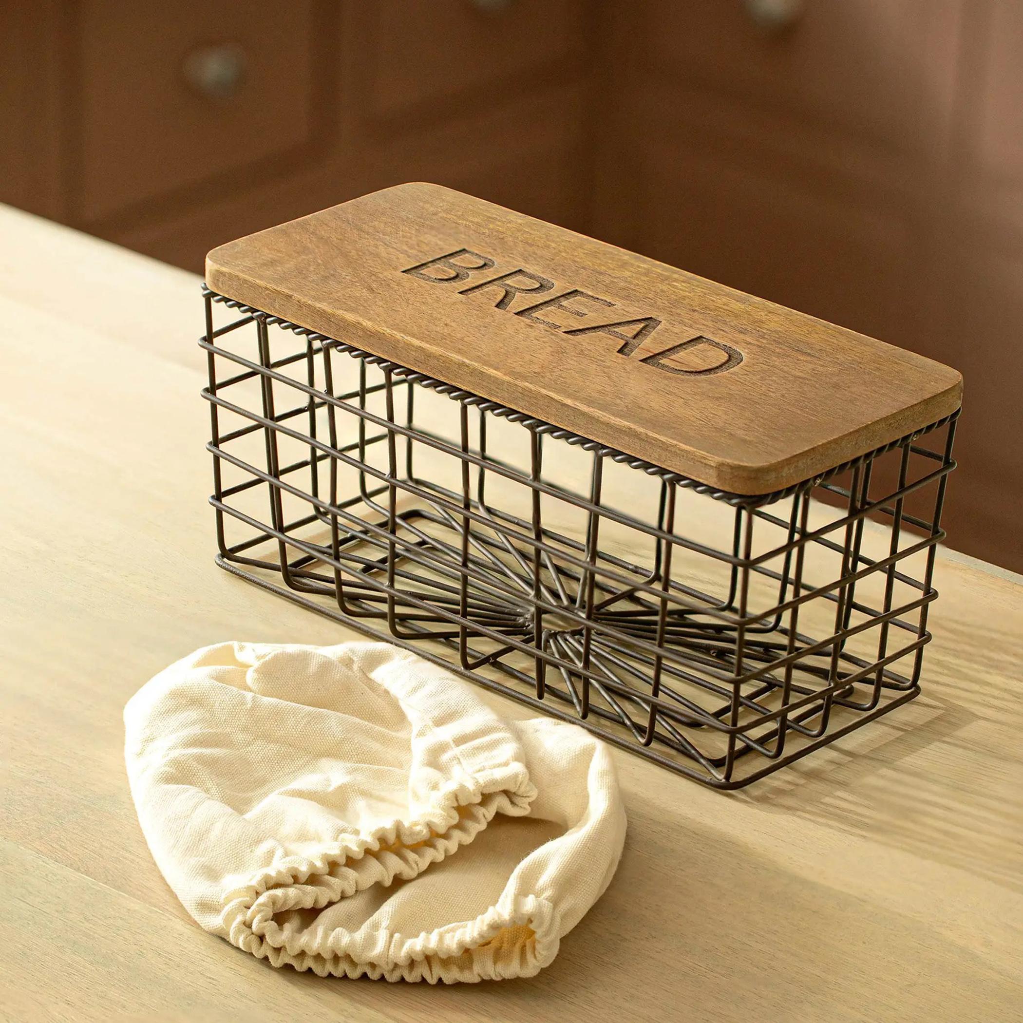Ellementary Twine Wire Bread Box with Fabric Liner and Lid-household-kitchen-kitchentoolsandutensils-foodservingtools-image-3