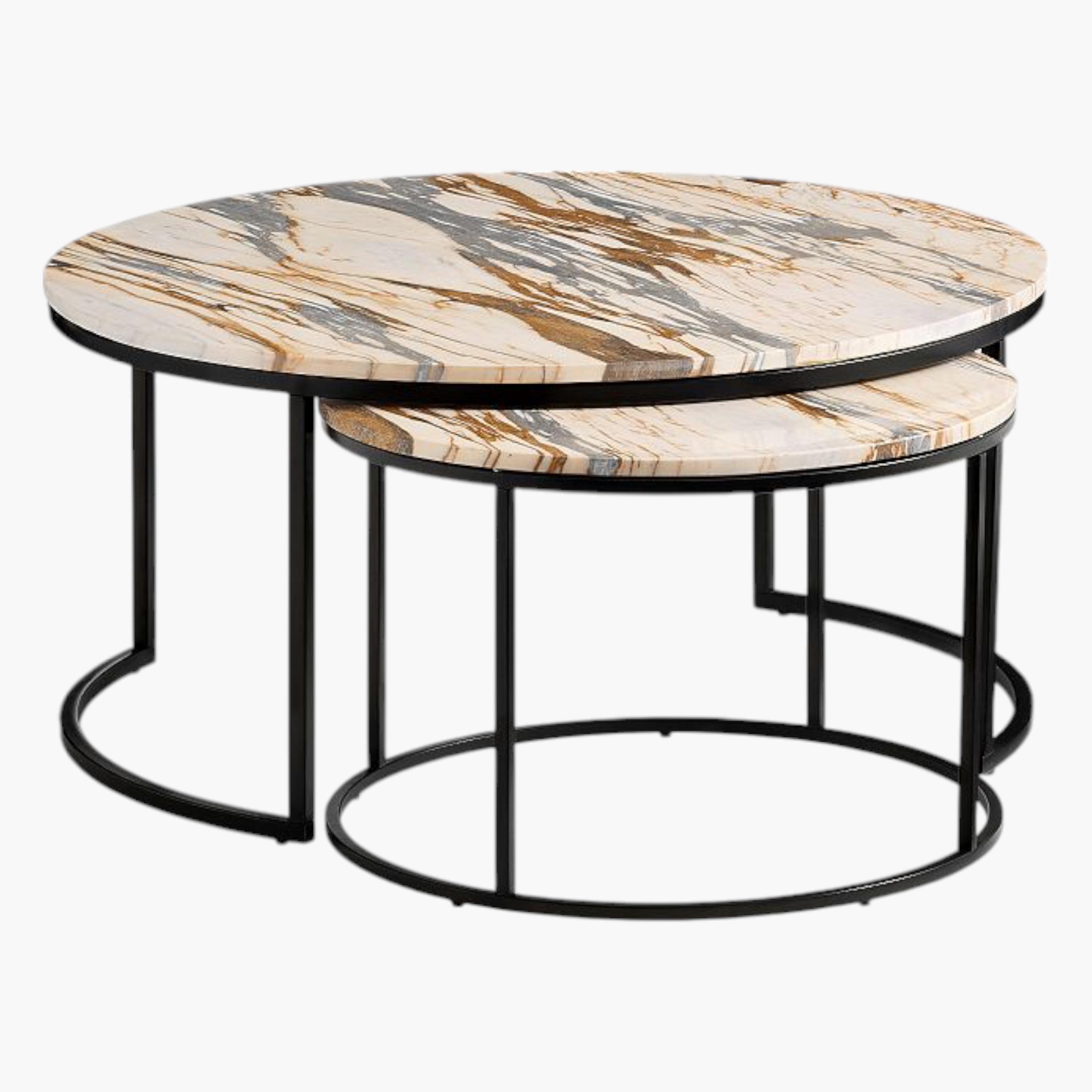 طقم طاولات متداخلة ثنائي بسطح خشب تورونتو - أفا ديزاينز-furniture-livingroom-sideandendtables-image-1