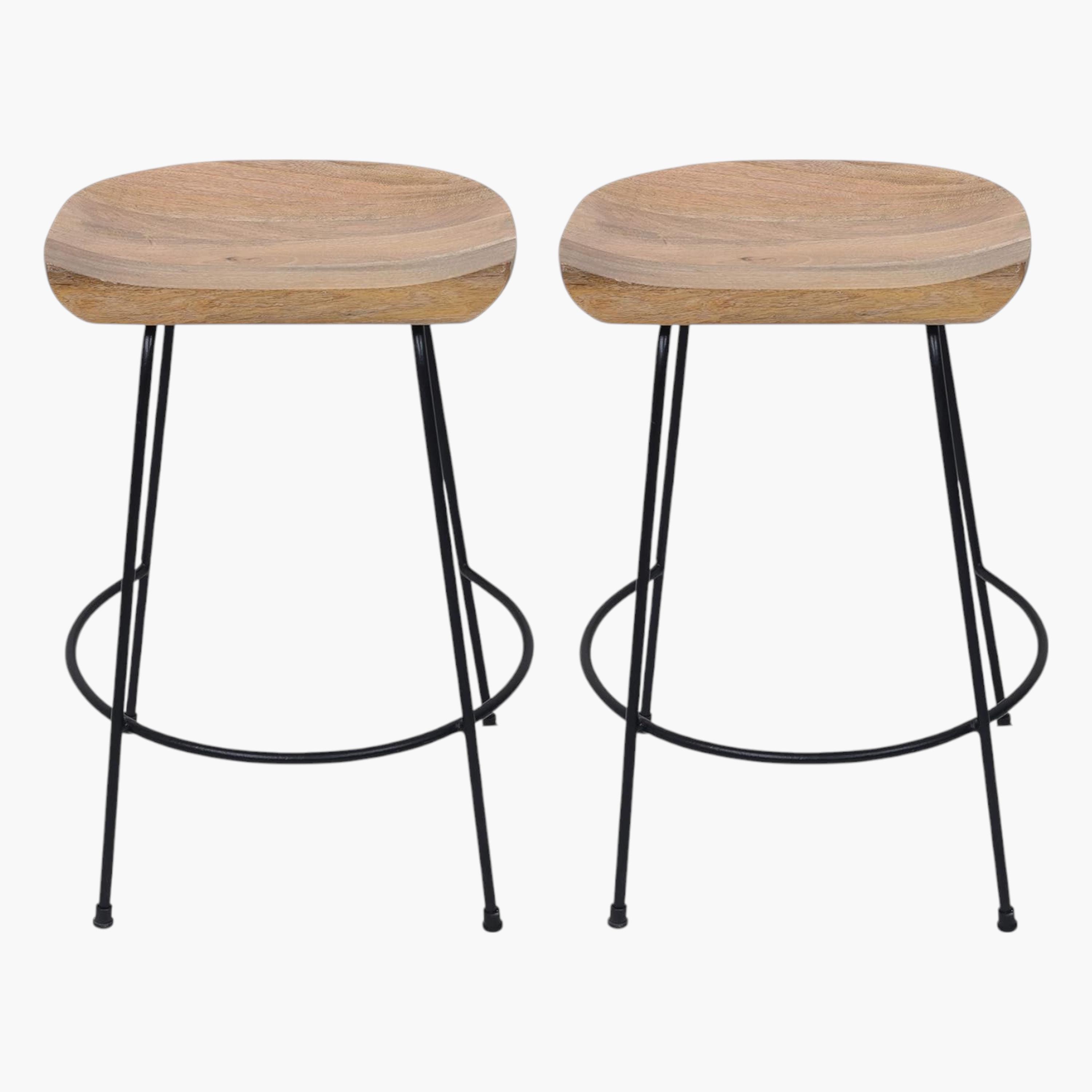 Wooden Top 2-Piece Bar Stool Set - 40x49x64 cms-furniture-livingroom-sideandendtables-image-5
