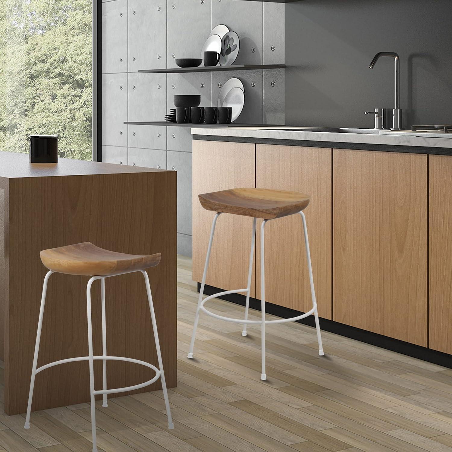Wooden Seat 2-Piece Saddler Bar Stool Set - 51x43x79 cms-furniture-livingroom-sideandendtables-image-2