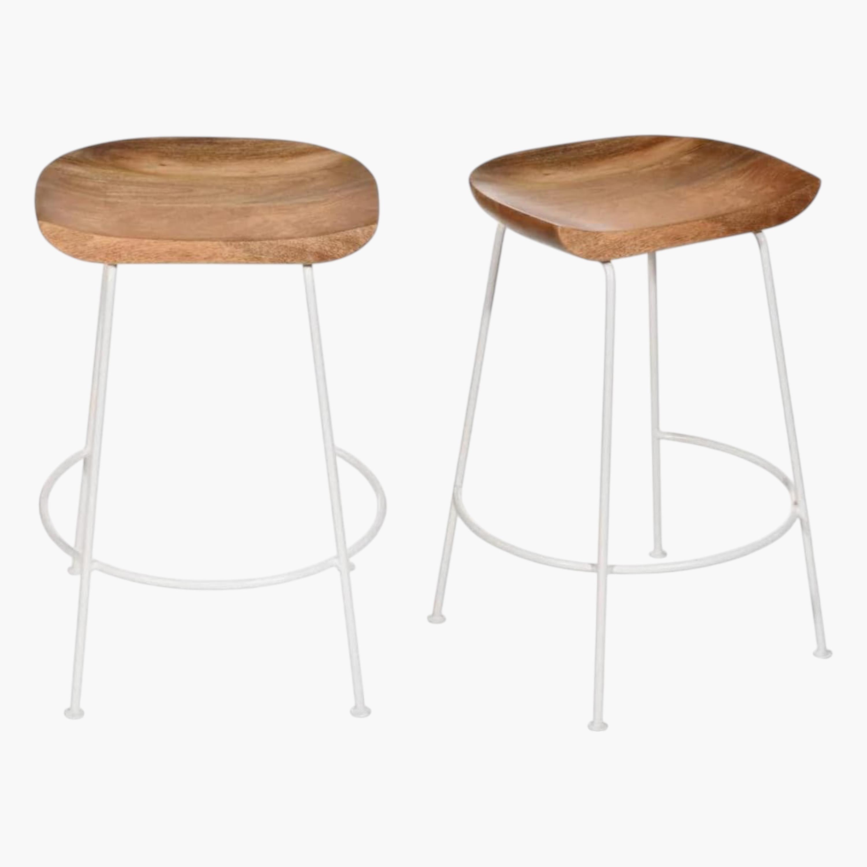 Wooden Seat 2-Piece Saddler Bar Stool Set - 51x43x79 cms-furniture-livingroom-sideandendtables-image-1