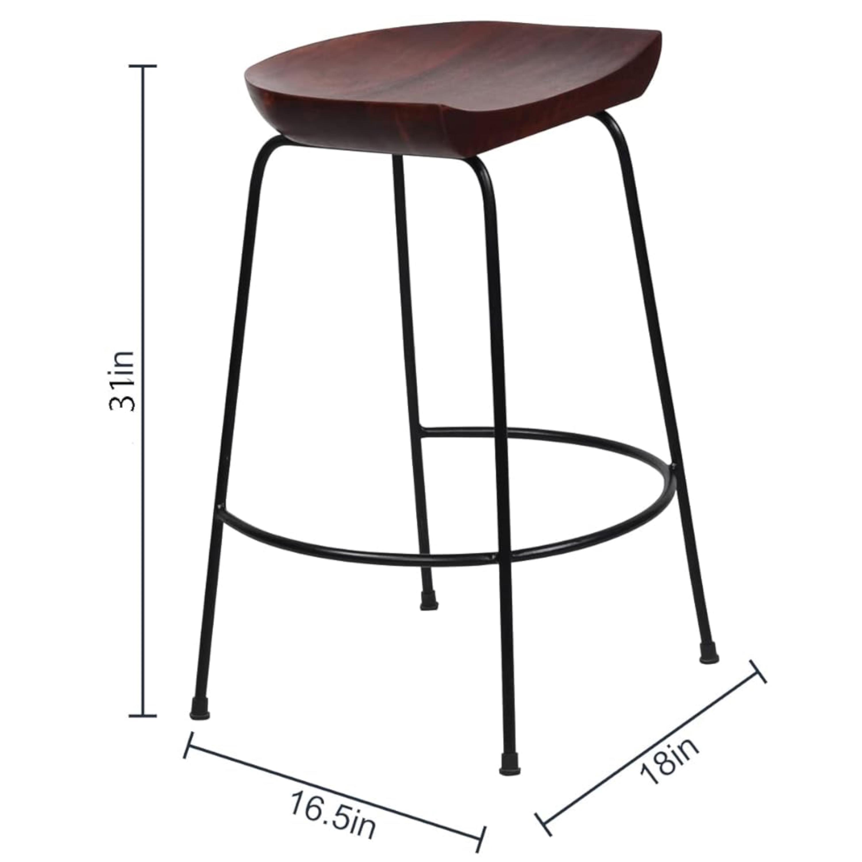 Wooden Seat 2-Piece Bar Stool Set-furniture-livingroom-sideandendtables-image-4