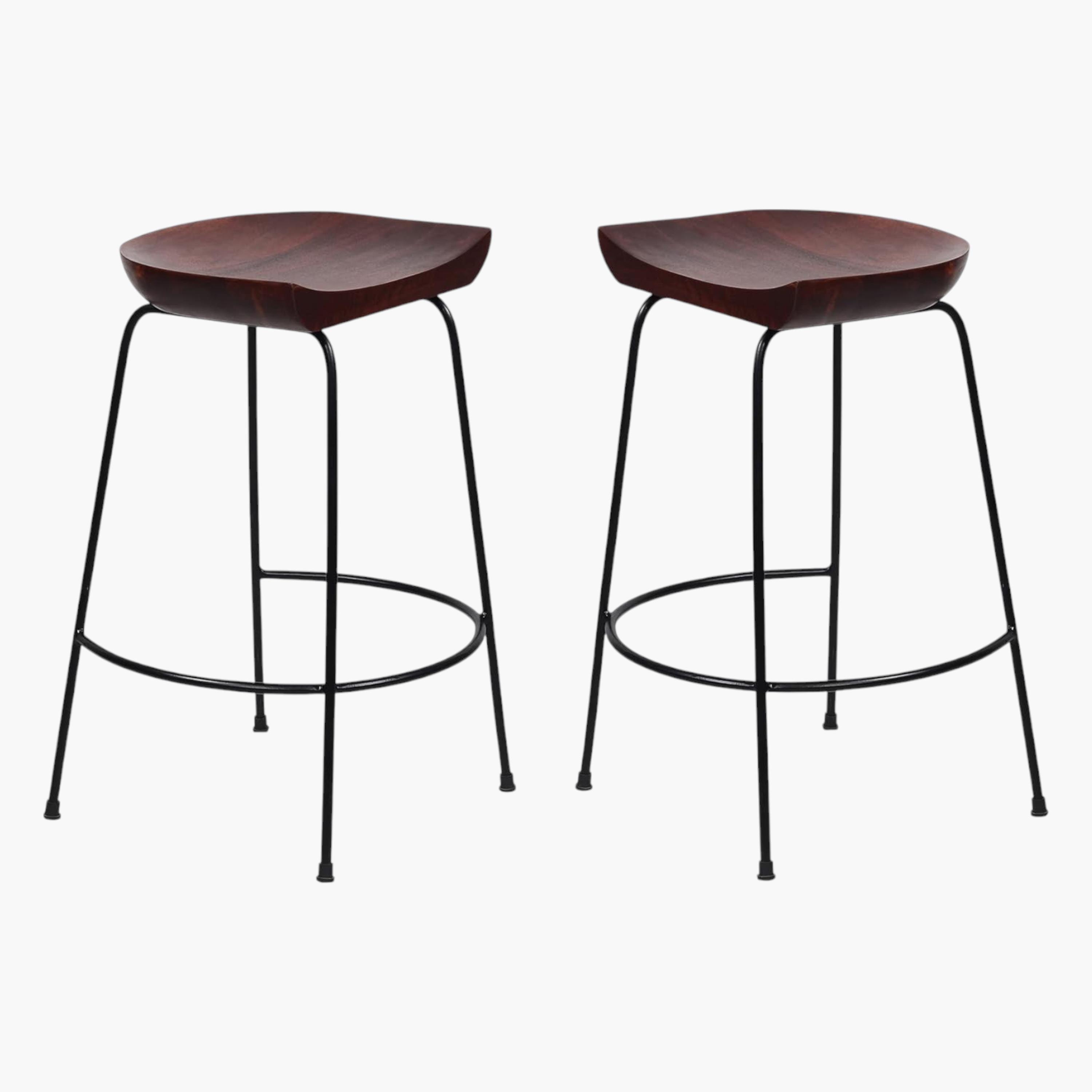 Wooden Seat 2-Piece Bar Stool Set-furniture-livingroom-sideandendtables-image-1