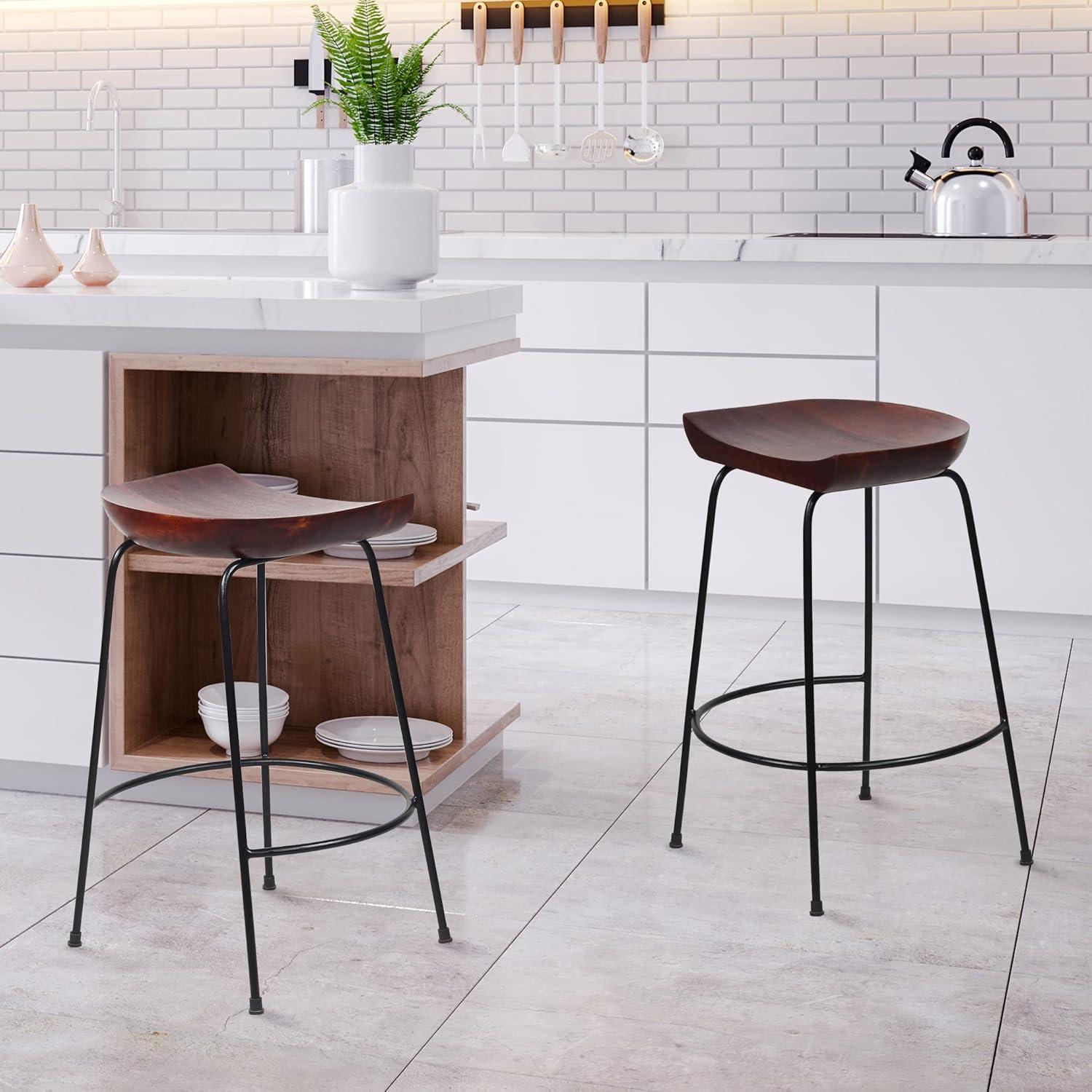 Wooden Seat 2-Piece Bar Stool Set-furniture-livingroom-sideandendtables-image-2