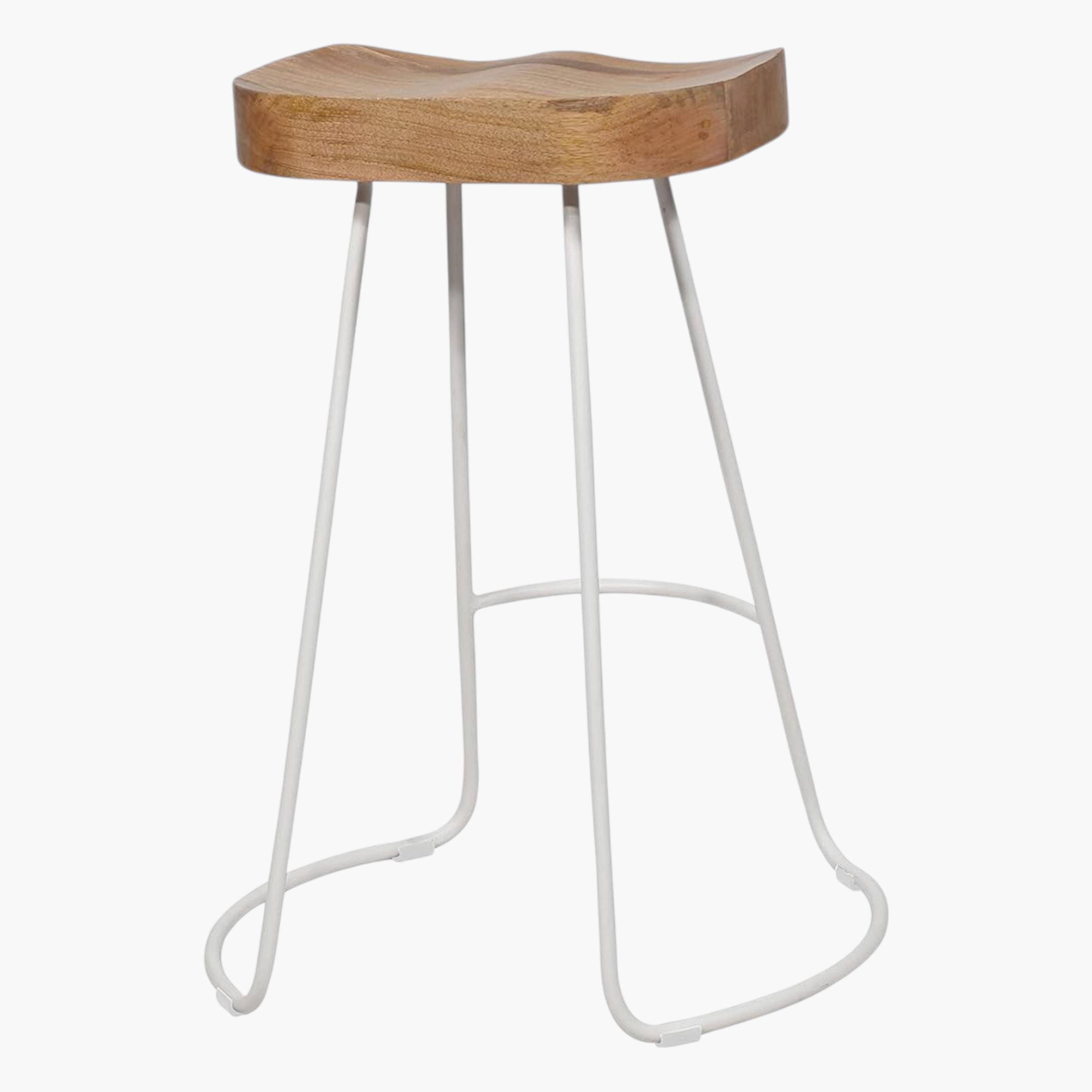 Wooden Seat 2-Piece Saddle Bar Stool Set-furniture-livingroom-sideandendtables-image-2