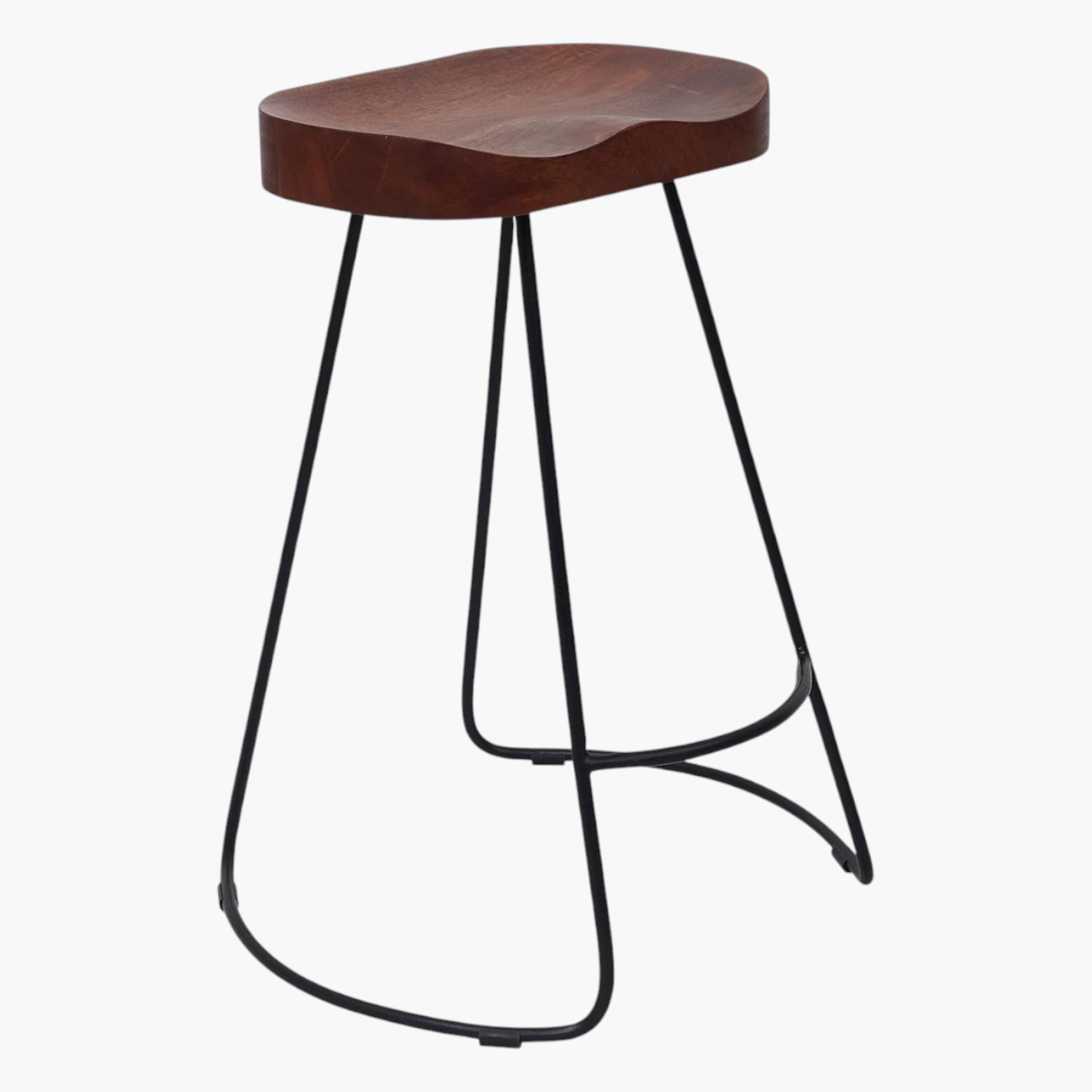 Wooden Seat Bar Stool - 41x41x51 cms-furniture-livingroom-sideandendtables-image-2