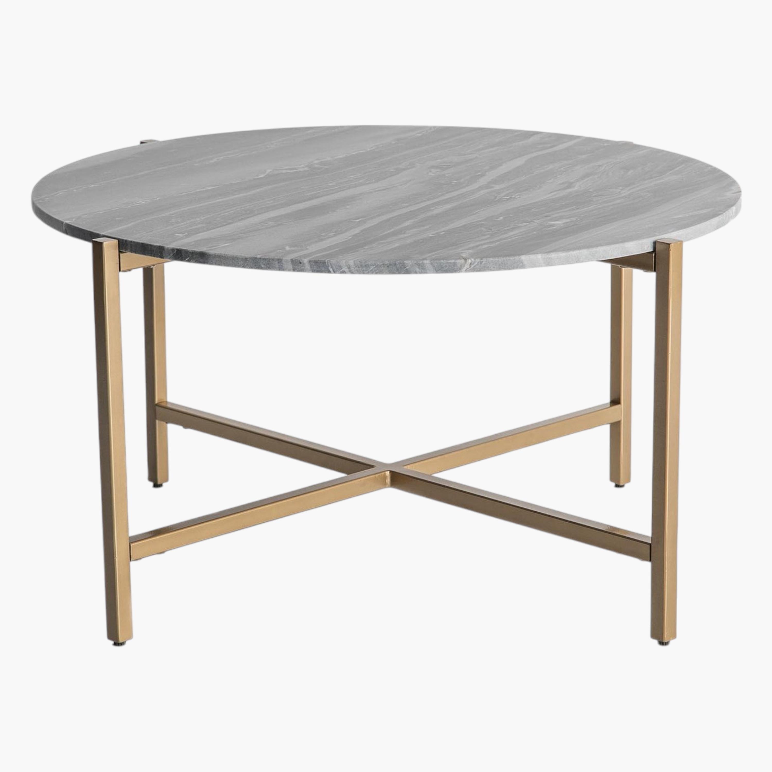 Elegant Contrast Marble Top Coffee Table-furniture-livingroom-sideandendtables-image-1
