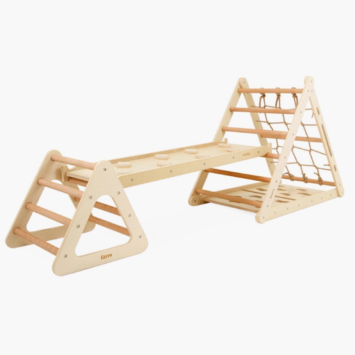 Ezzro Pikler Triple Side Triangle with Toddler Climbing Pikler