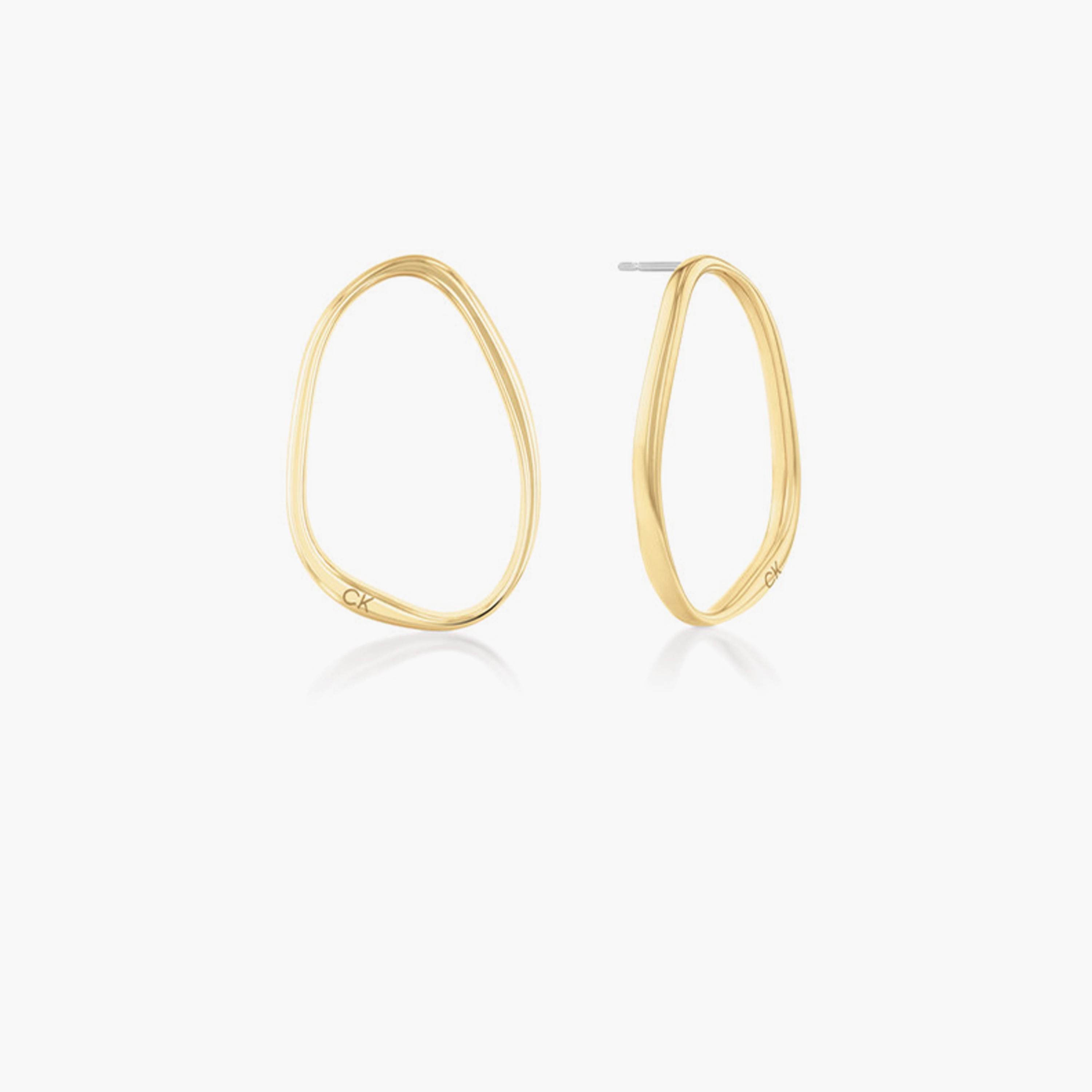 كالفين كلين-  أقراط نسائية ستانلس ستيل ذهبية سادة-women-watchesandjewellery-jewellery-earrings-image-1