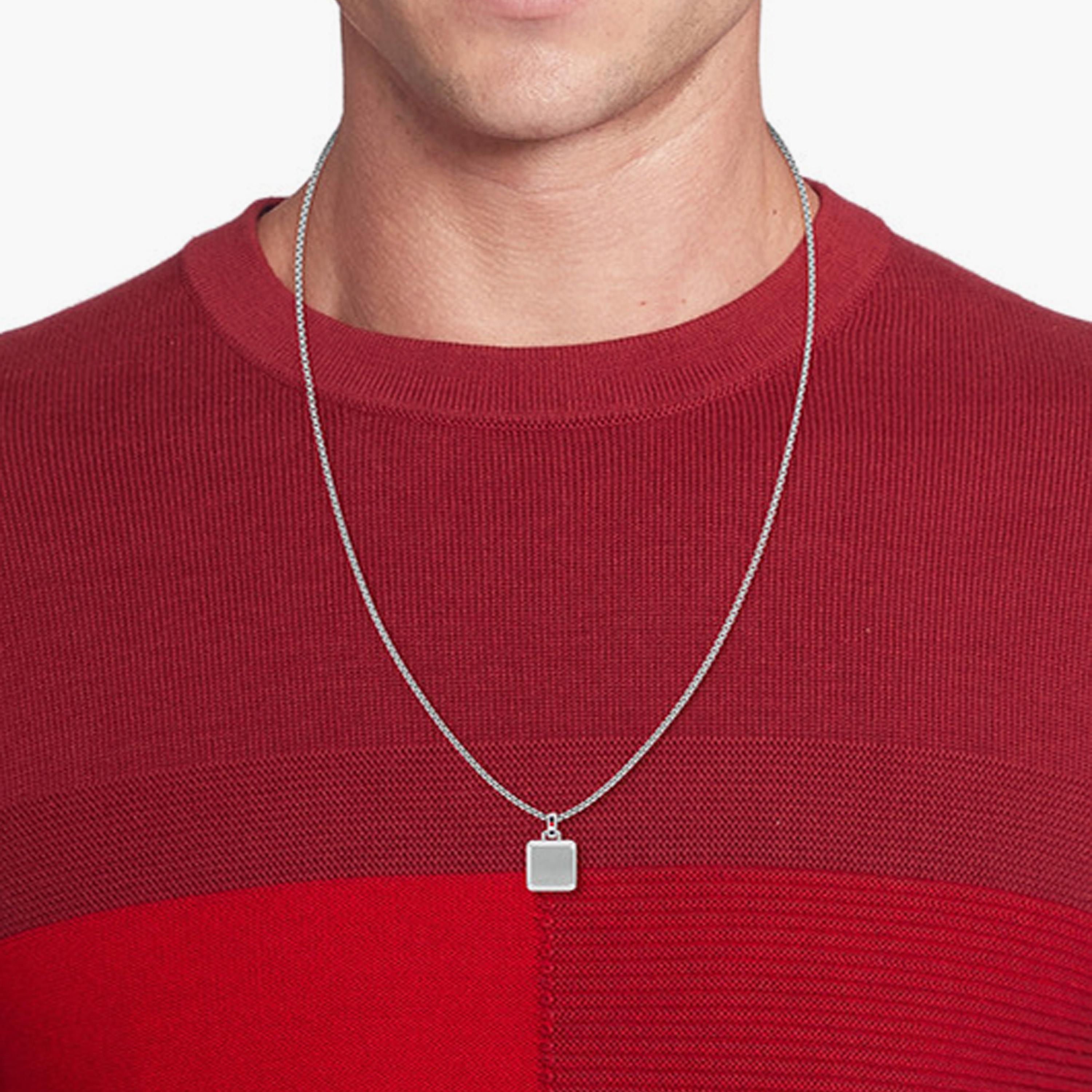 تومي هيلفيغر-  قلادة فضية منقوشة للرجال ستانلس ستيل-men-watchesandjewellery-necklacesandpendants-image-2