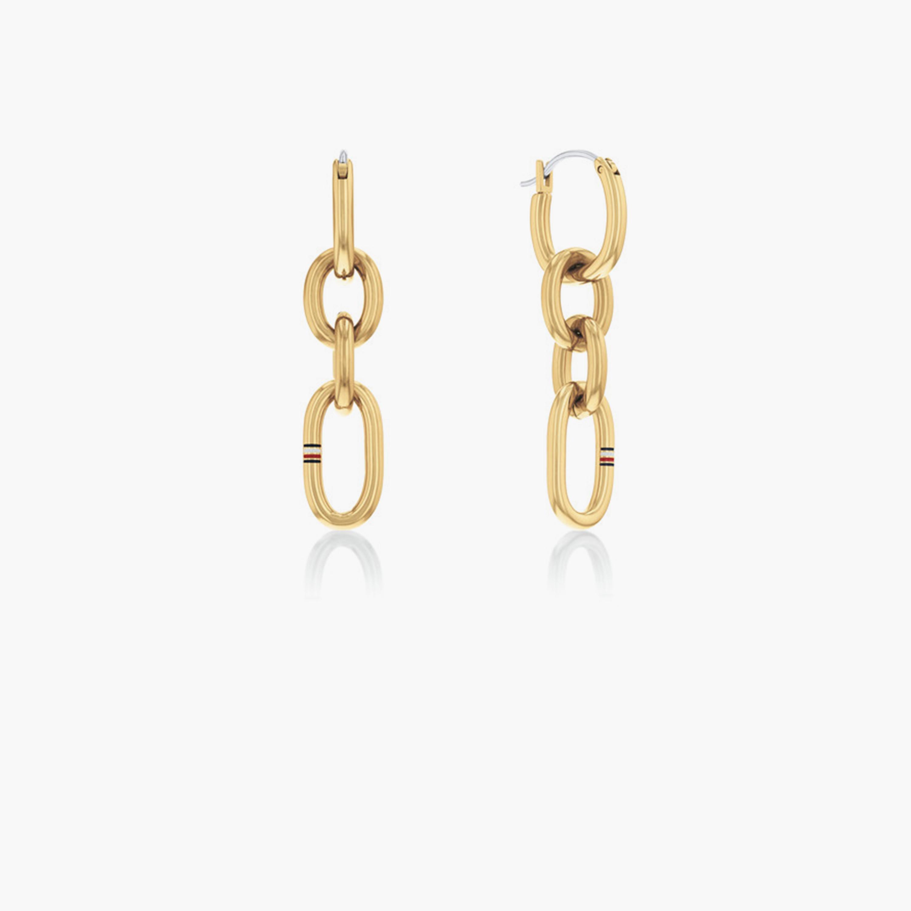 تومي هيلفيغر-  أقراط نسائية ستانلس ستيل ذهبية منقوشة-women-watchesandjewellery-jewellery-earrings-image-1