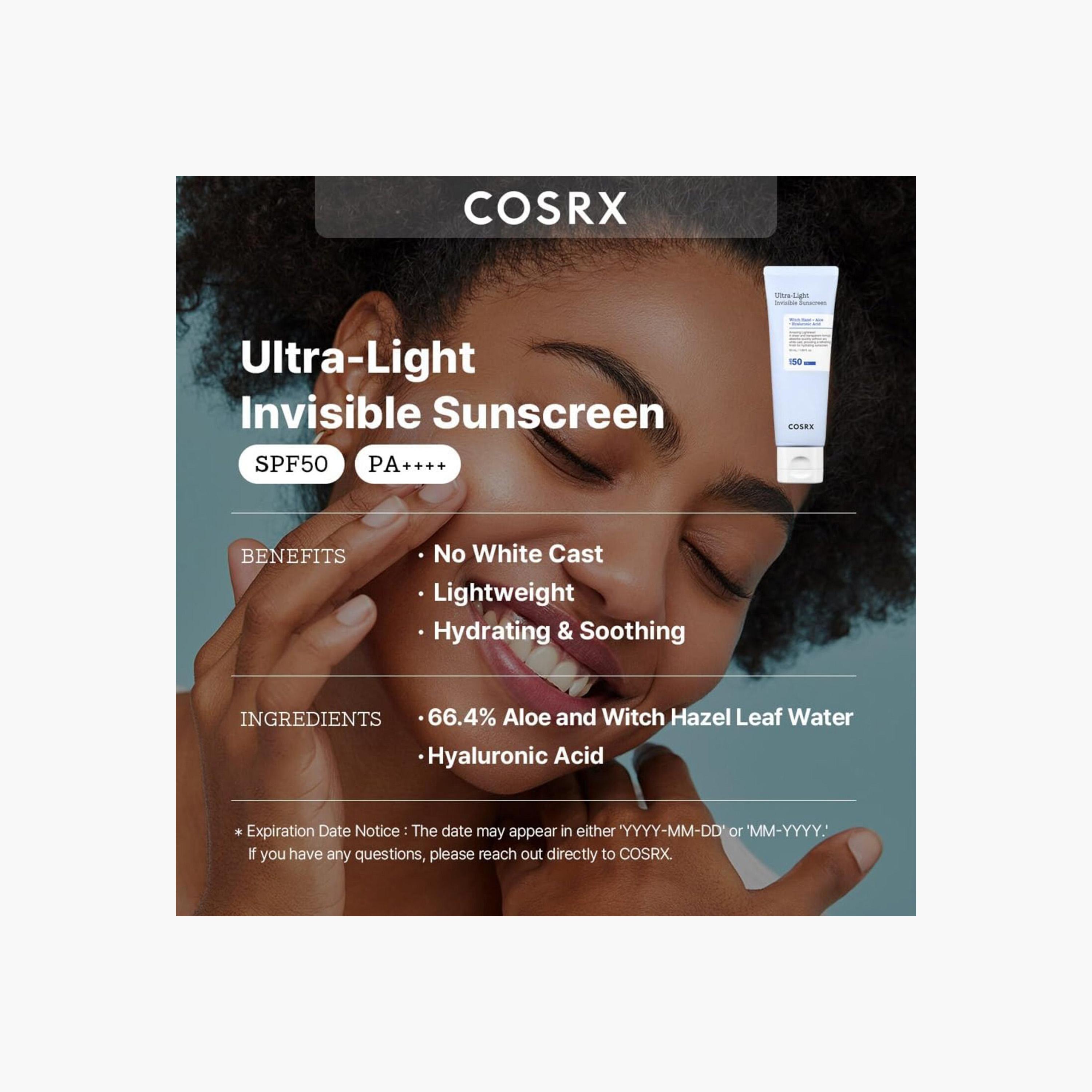 COSRX Ultra Light Invisible Sunscreen SPF 50 PA++++ - 50 ml-beautyandpersonalcare-kbeauty-skin-suncare-facesunscreen-image-4