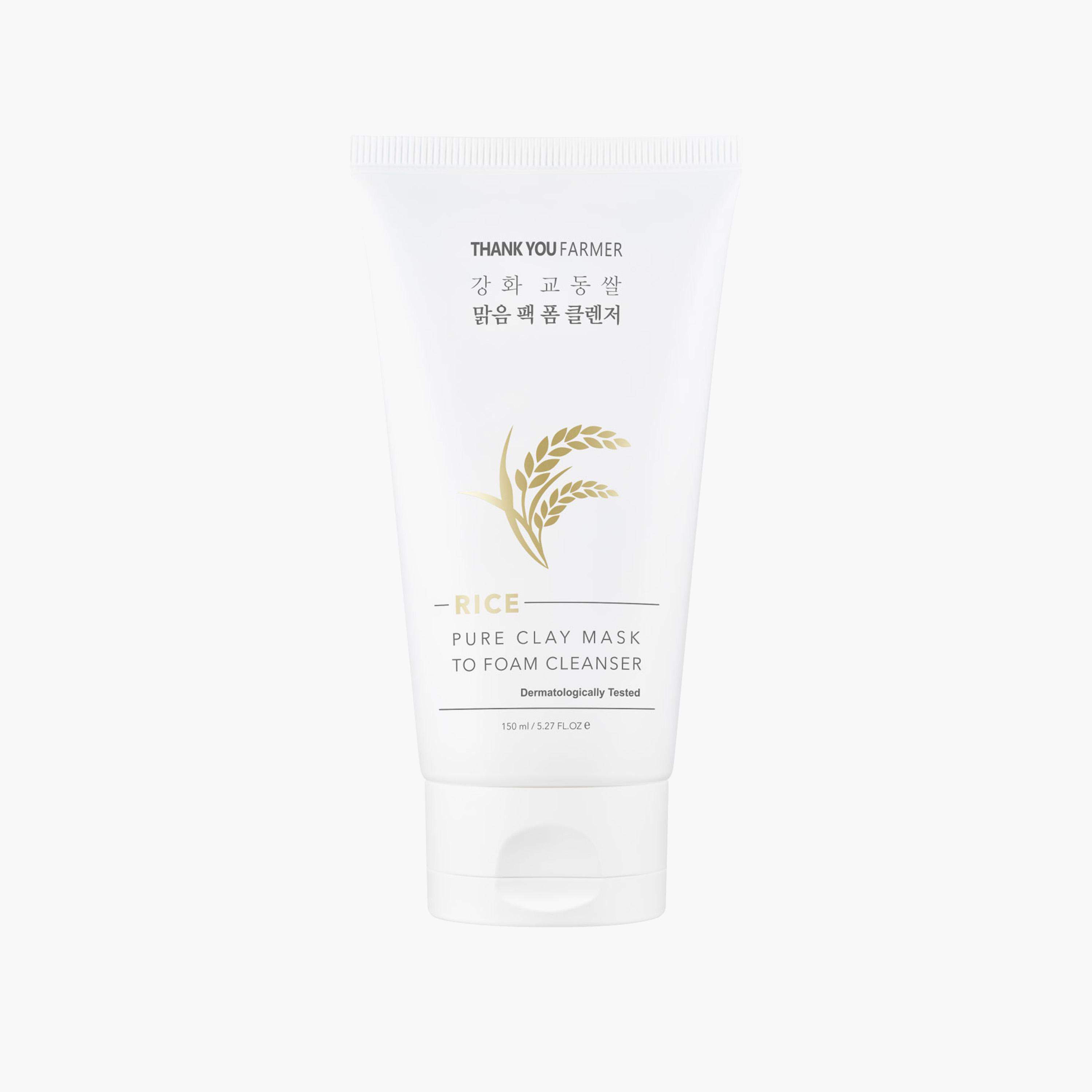 قناع الطين النقي بالأرز ومنظف رغوي من ثانك يو فارمر - 150 مل-beautyandpersonalcare-skin-cleansers-facewashandcleansers-image-1