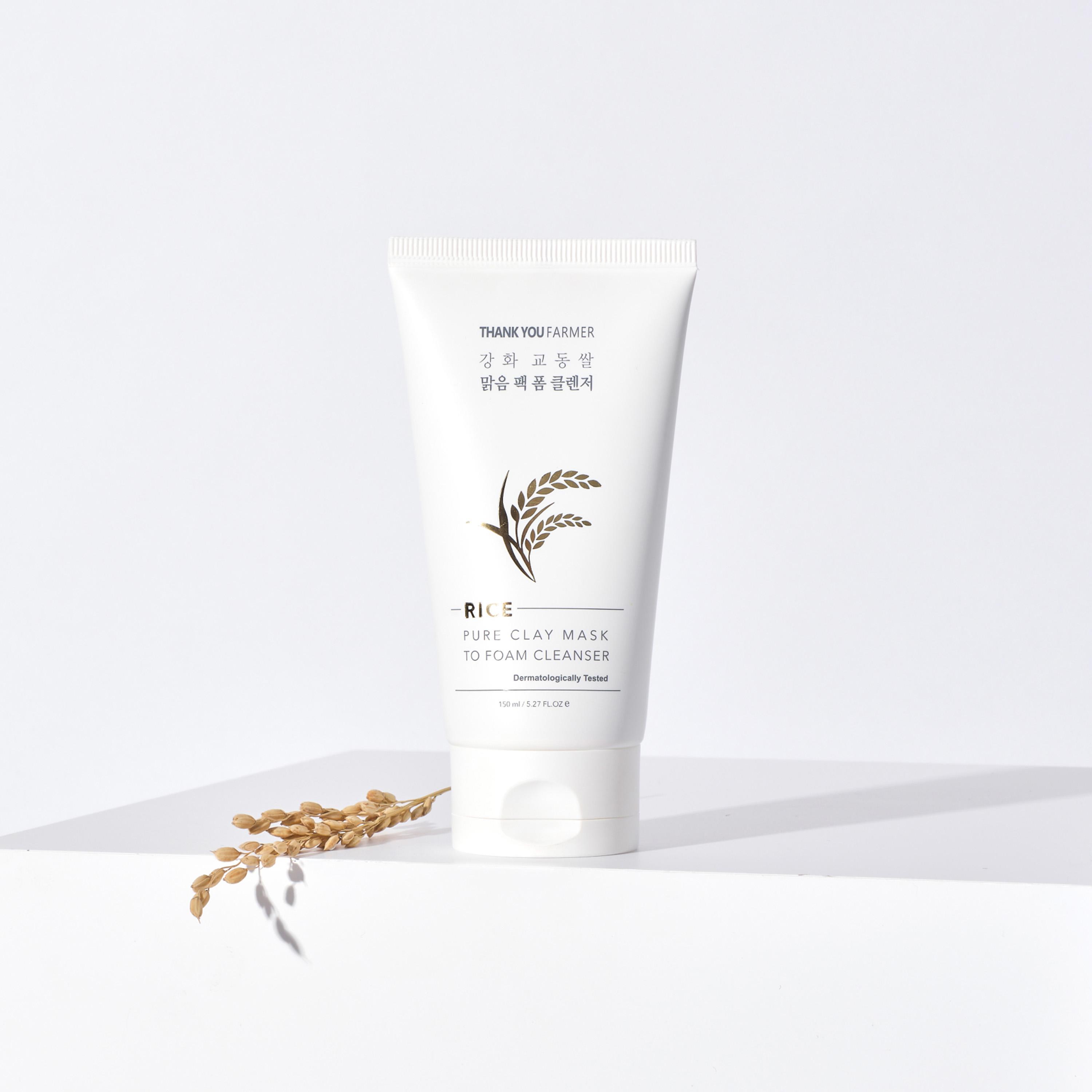قناع الطين النقي بالأرز ومنظف رغوي من ثانك يو فارمر - 150 مل-beautyandpersonalcare-skin-cleansers-facewashandcleansers-image-3