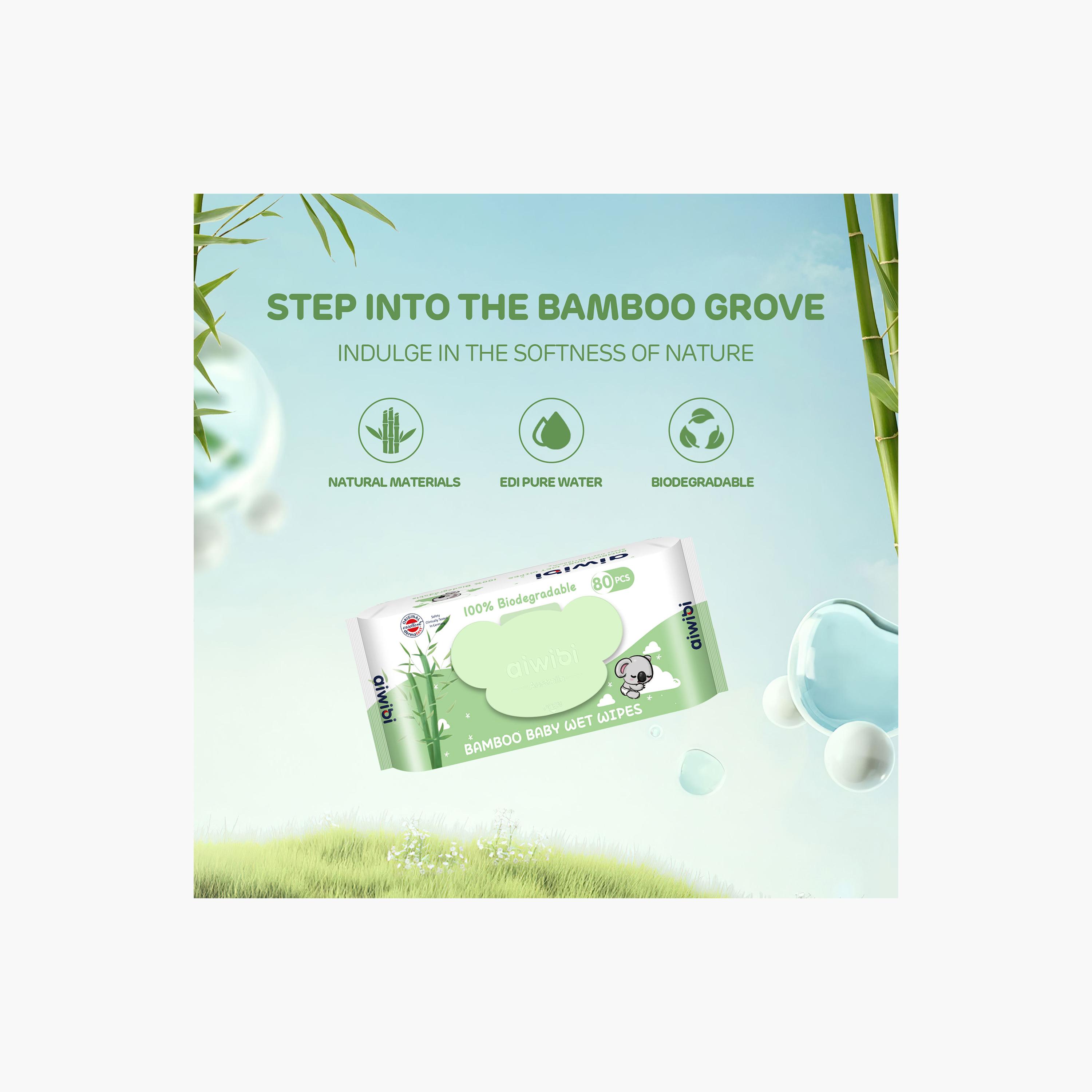 Aiwibi Pack of 3 100% Biodegradable Alcohol Free Wet Wipes - 240-Piece-baby-bathandcare-wipes-image-1