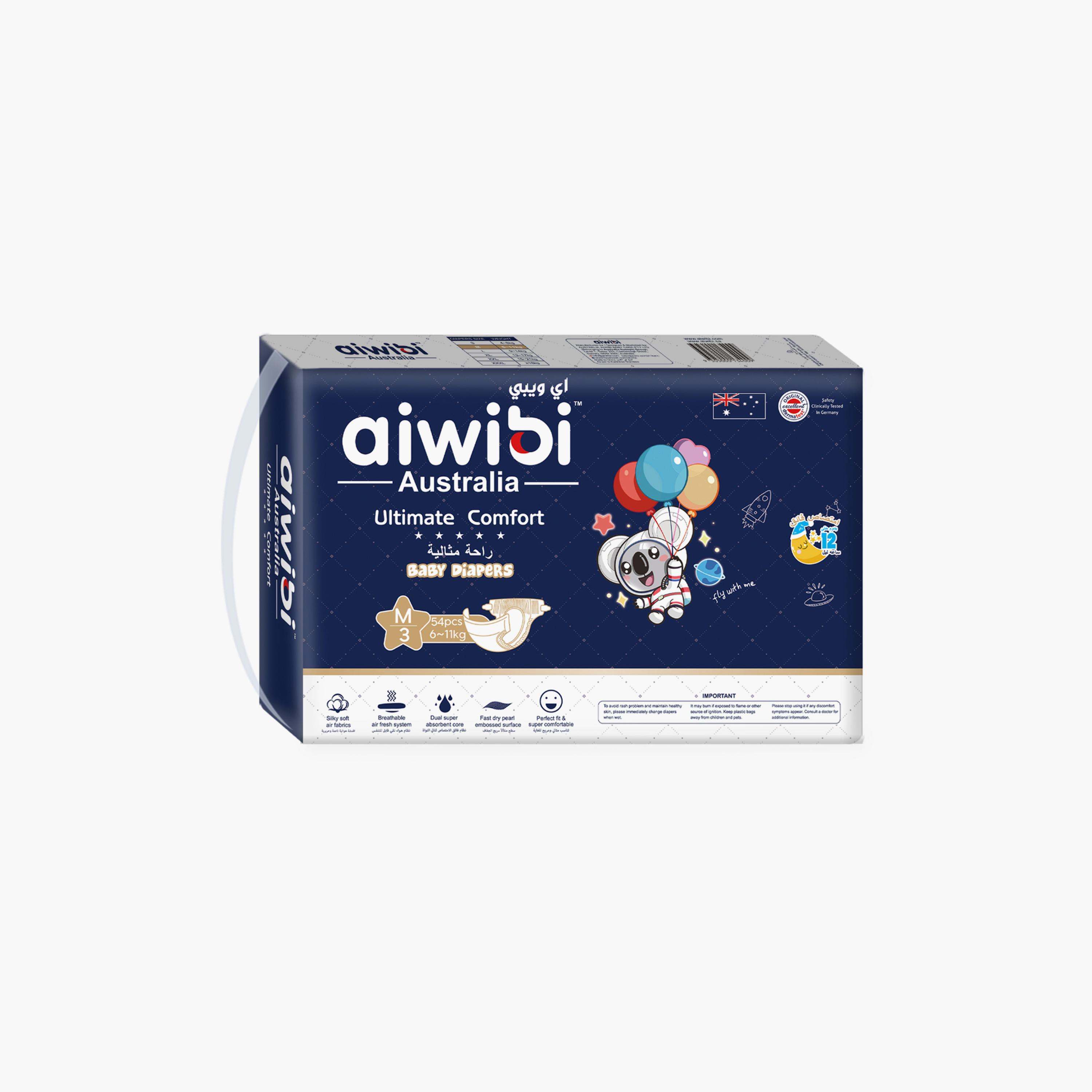 Aiwibi 54-Piece Ultimate Comfort Diapers - 6-11kg-baby-diapering-diapers-image-3