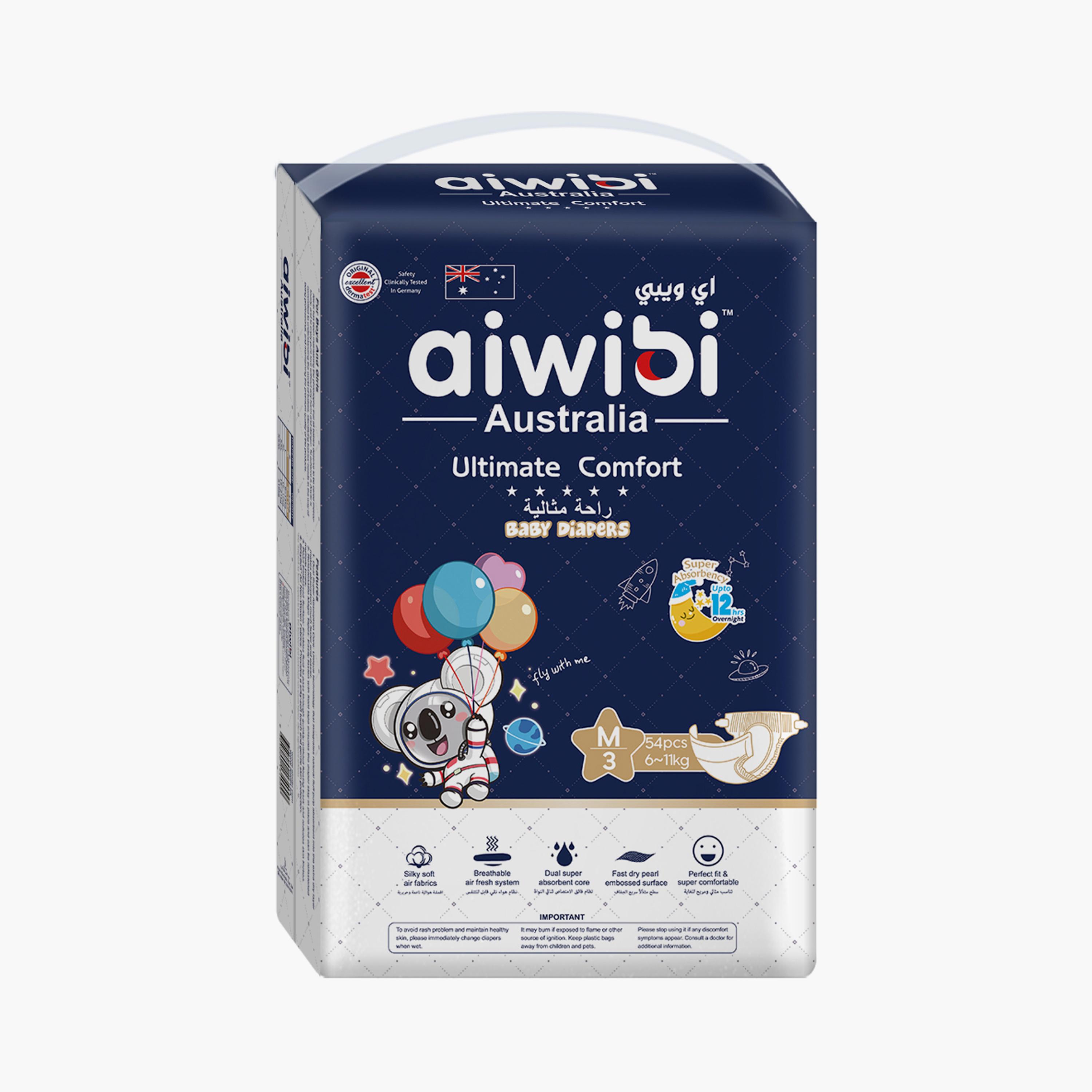 Aiwibi 54-Piece Ultimate Comfort Diapers - 6-11kg-baby-diapering-diapers-image-4