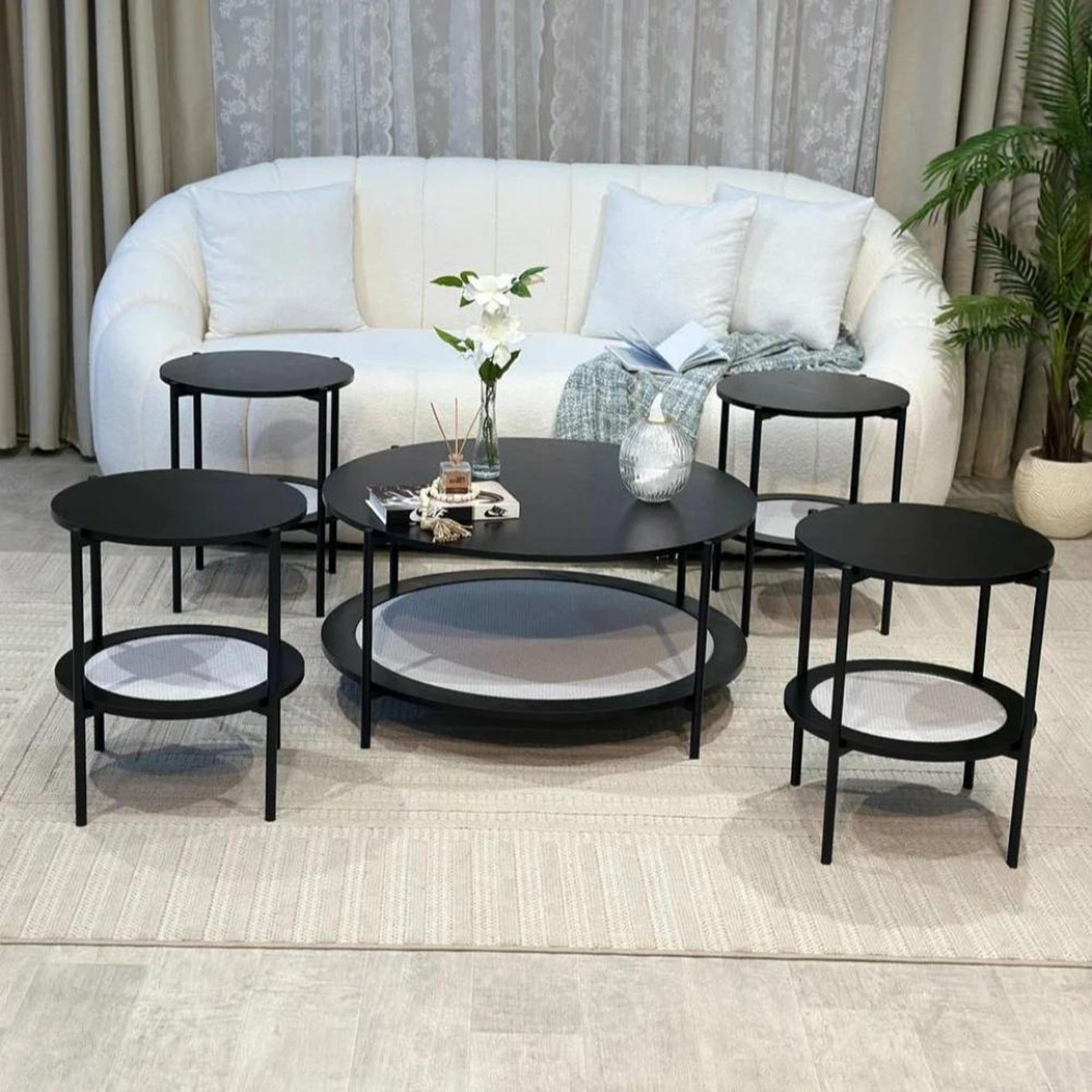 Wooden Top 5-Piece Coffee Table and Side Table Set-furniture-livingroom-coffeetables-image-2