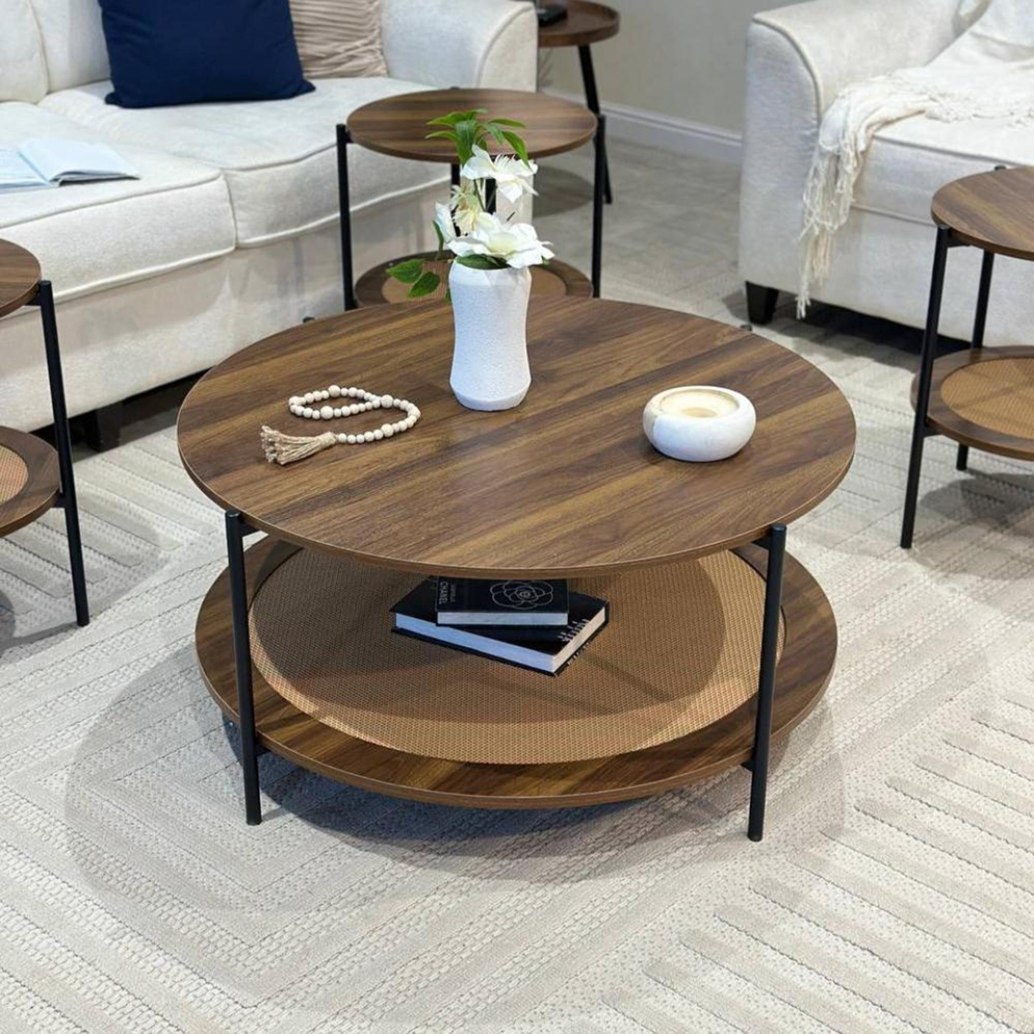 Wooden Top 5-Piece Coffee Table and Side Table Set-furniture-livingroom-coffeetables-image-3