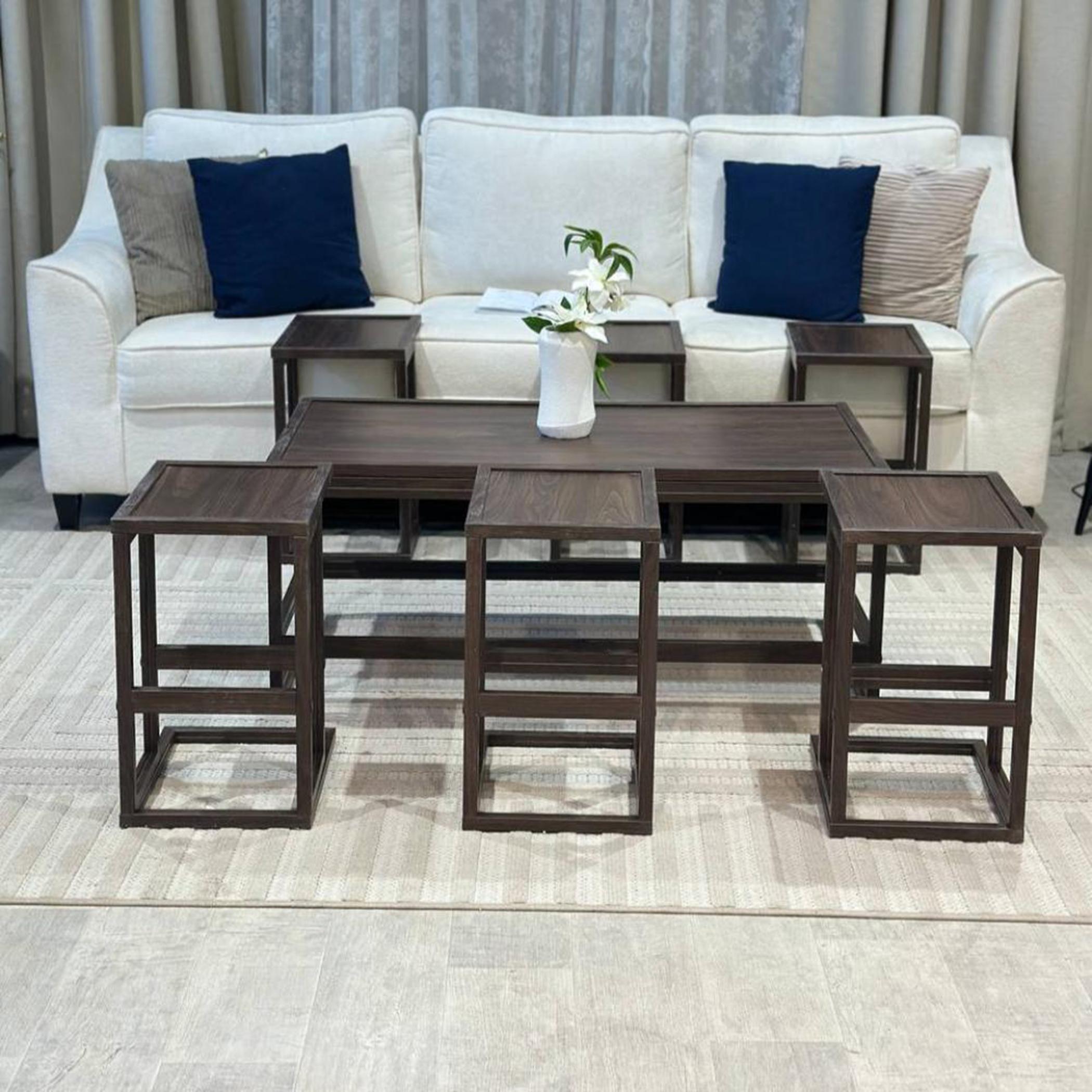 Wooden Top 7-Piece Coffee Table and Side Table Set-furniture-livingroom-coffeetables-image-1