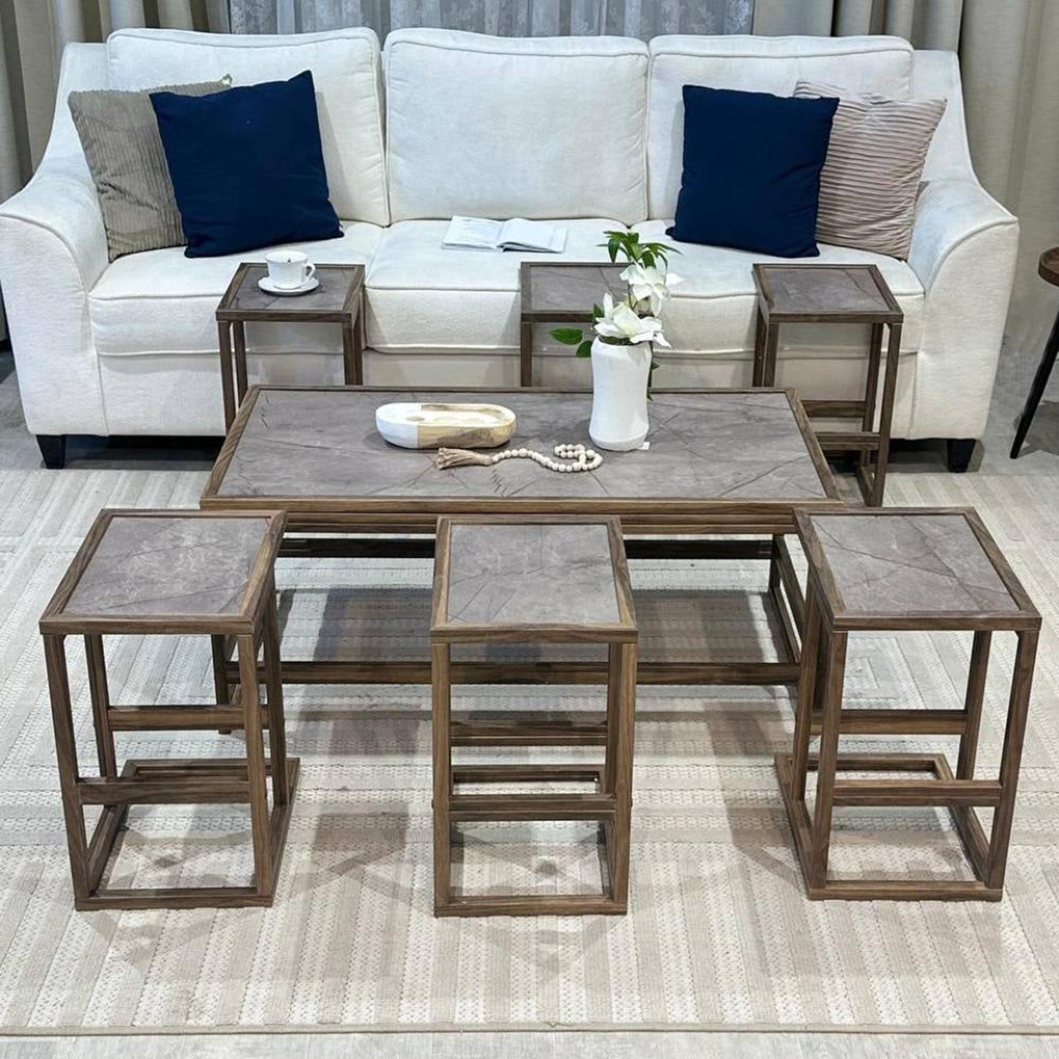 Wooden Top 7-Piece Coffee Table and Side Table Set-furniture-livingroom-coffeetables-image-1