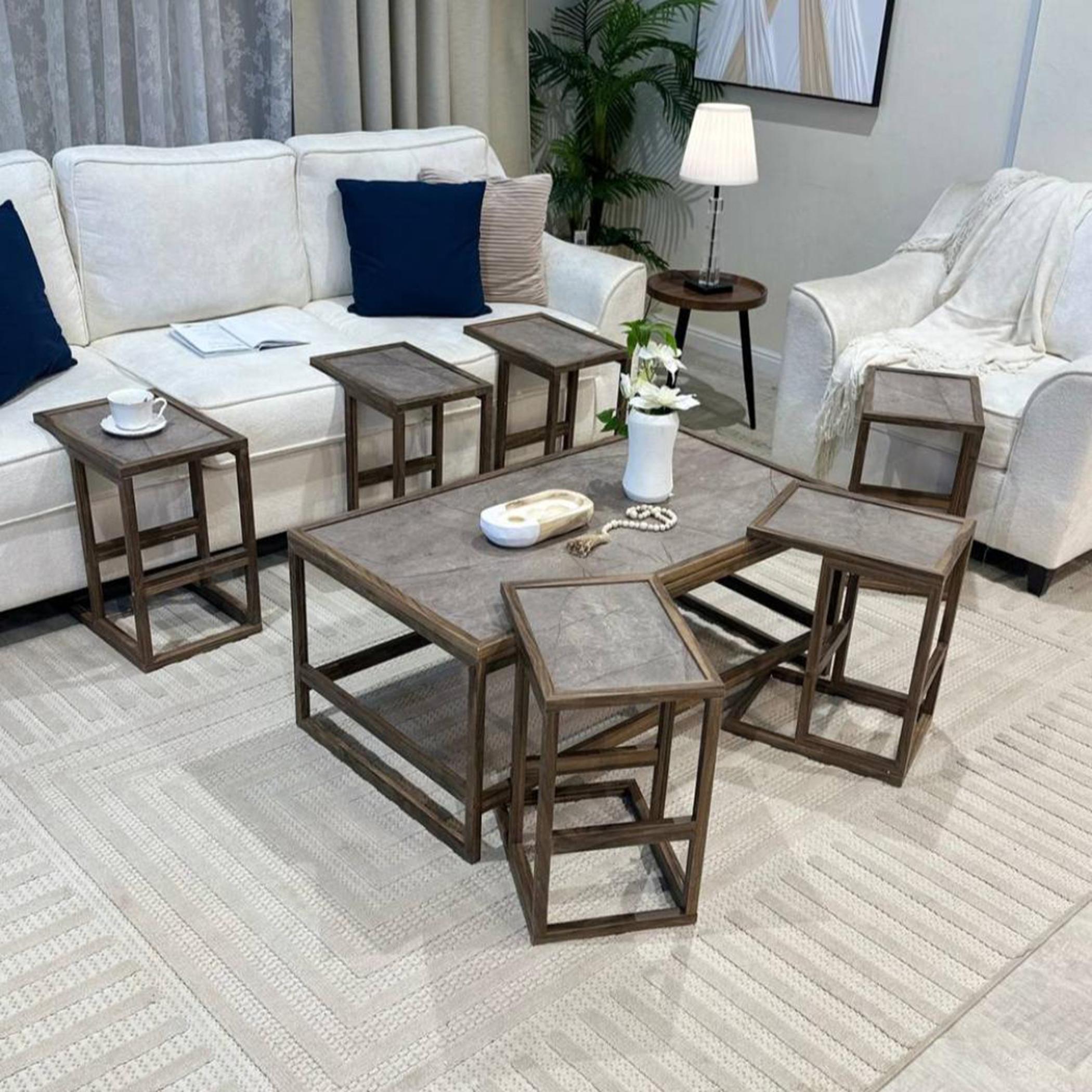 Wooden Top 7-Piece Coffee Table and Side Table Set-furniture-livingroom-coffeetables-image-2