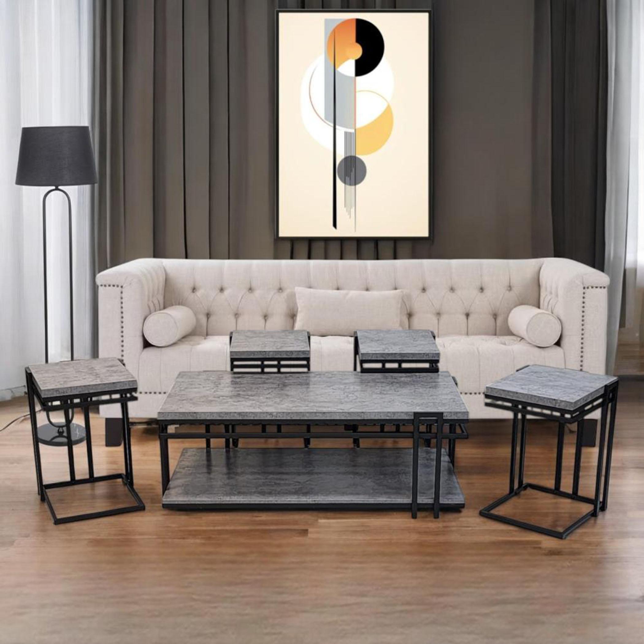 Wooden Top 5-Piece Table Set-furniture-livingroom-sideandendtables-image-1