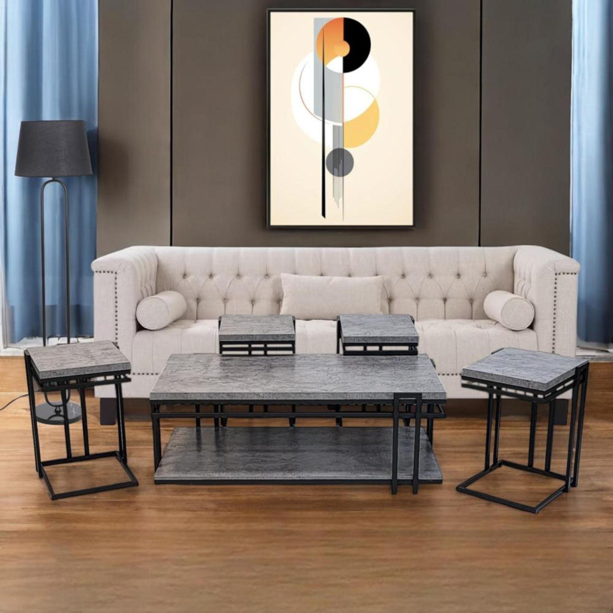 Wooden Top 5-Piece Table Set-furniture-livingroom-sideandendtables-image-2