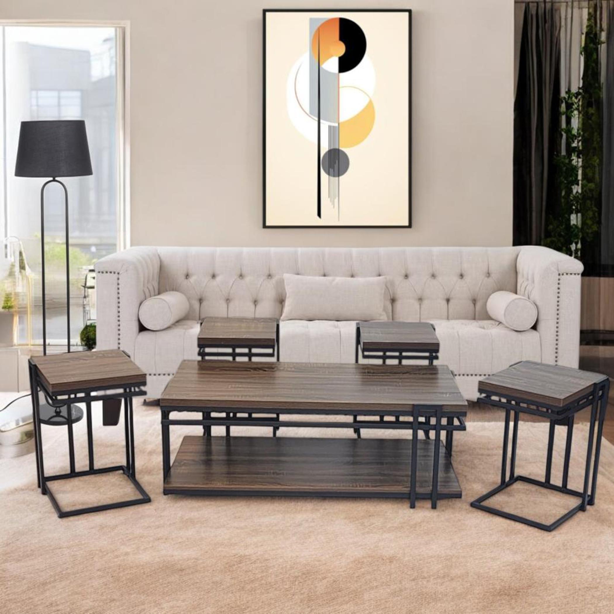 Wooden Top 5-Piece Table Set-furniture-livingroom-sideandendtables-image-2