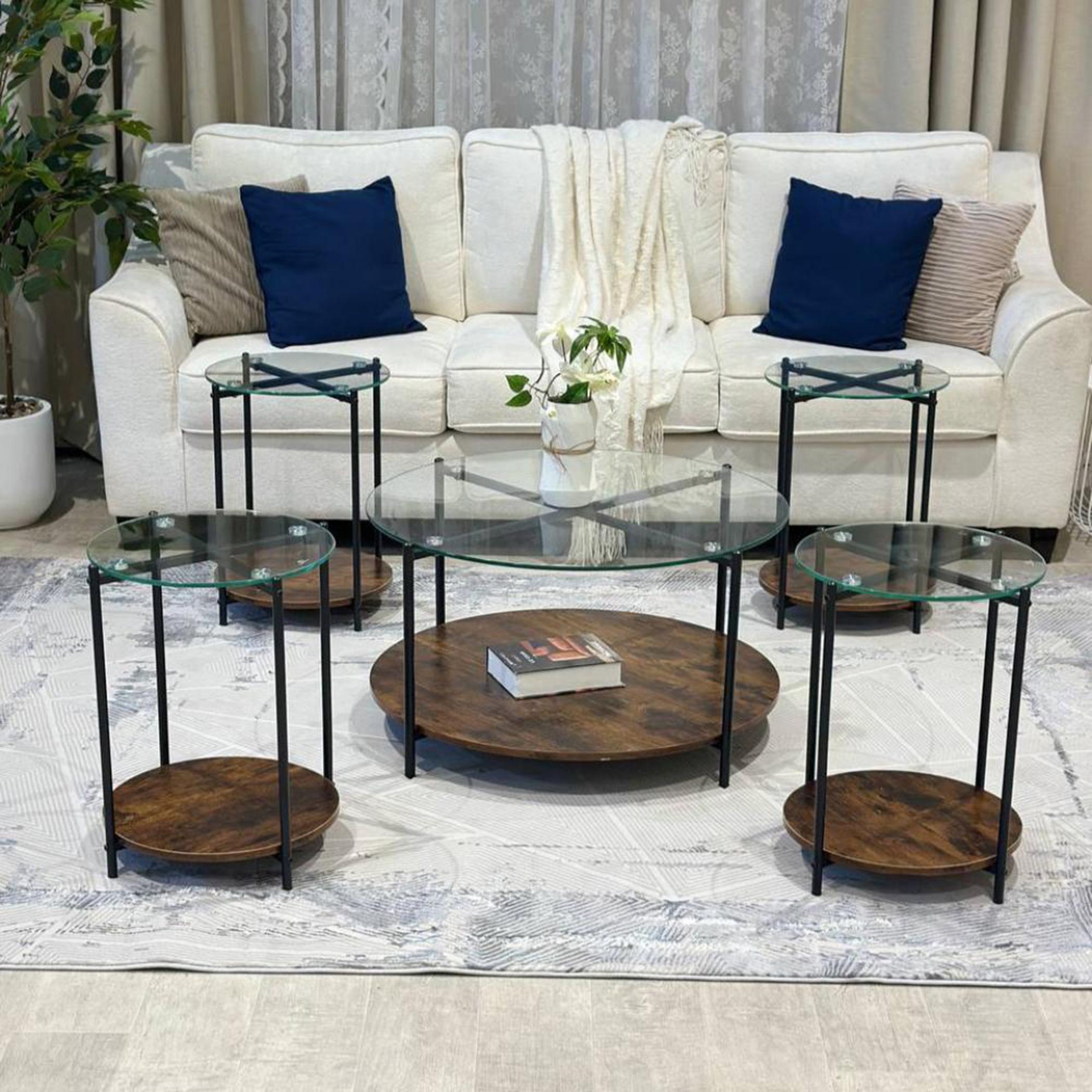 Glass Top 5-Piece Table Set-furniture-livingroom-sideandendtables-image-2