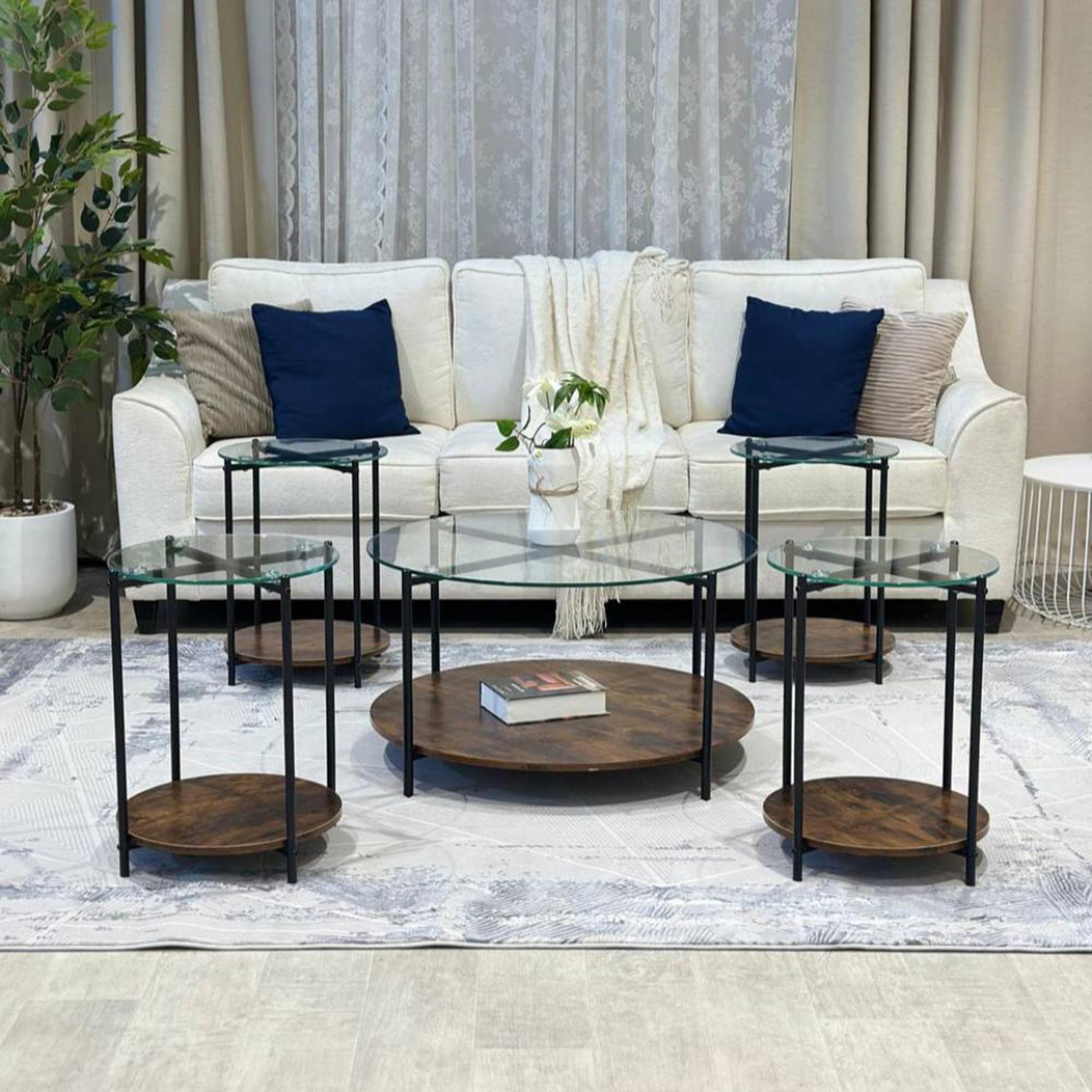 Glass Top 5-Piece Table Set-furniture-livingroom-sideandendtables-image-3