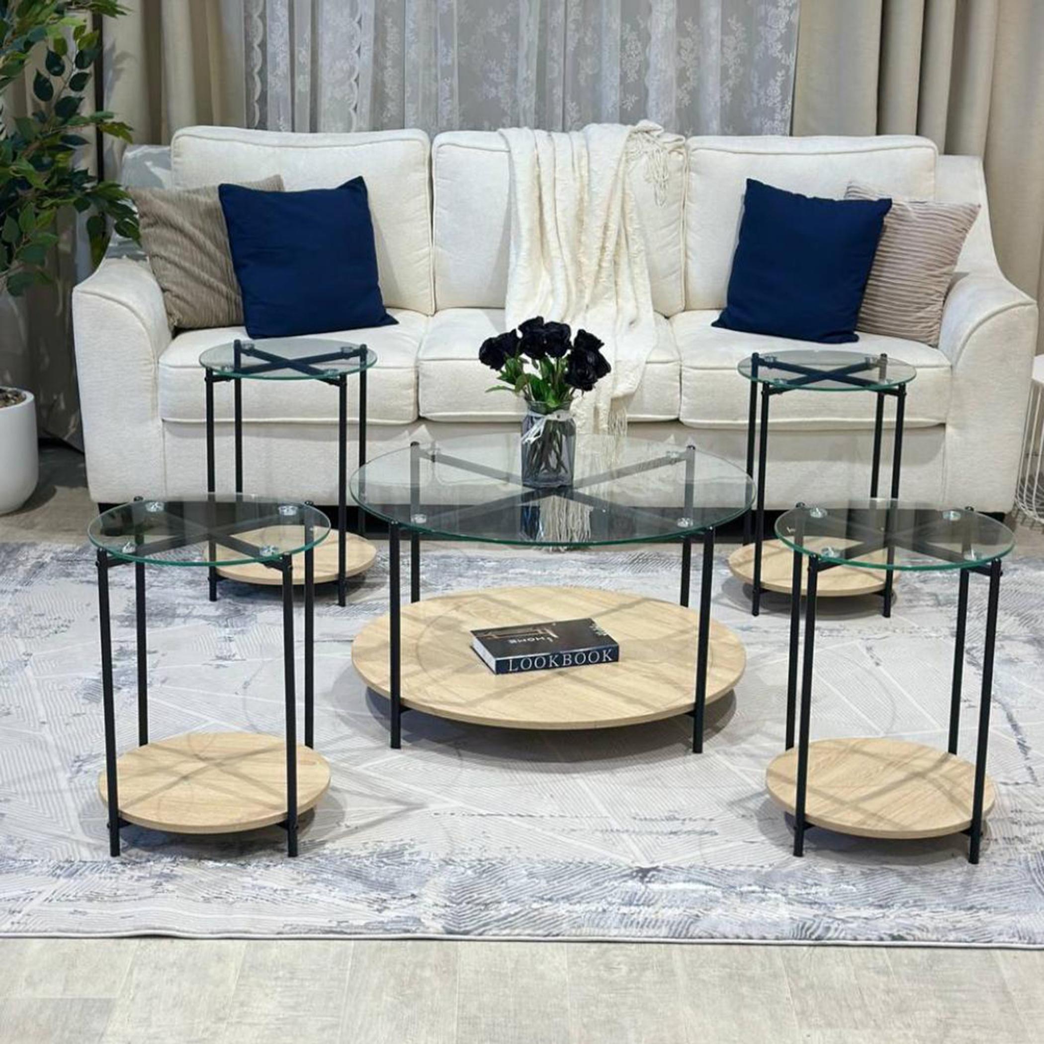 Glass Top 5-Piece Table Set-furniture-livingroom-sideandendtables-image-2