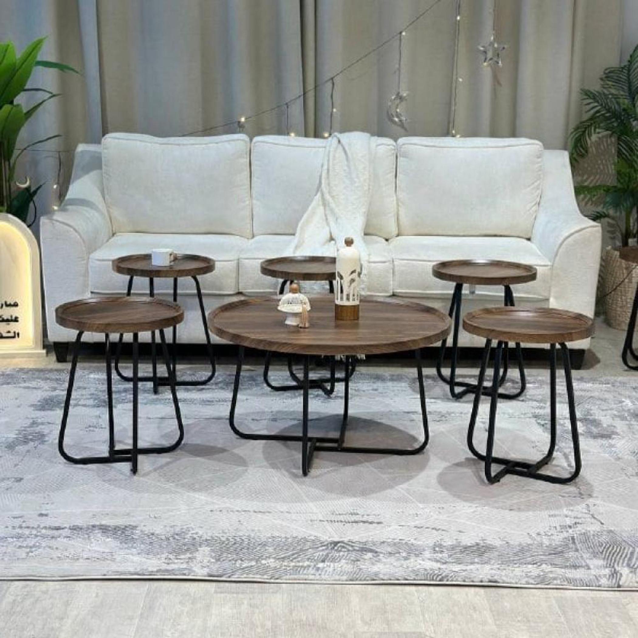 Wooden Top 6-Piece Table Set-furniture-livingroom-sideandendtables-image-1