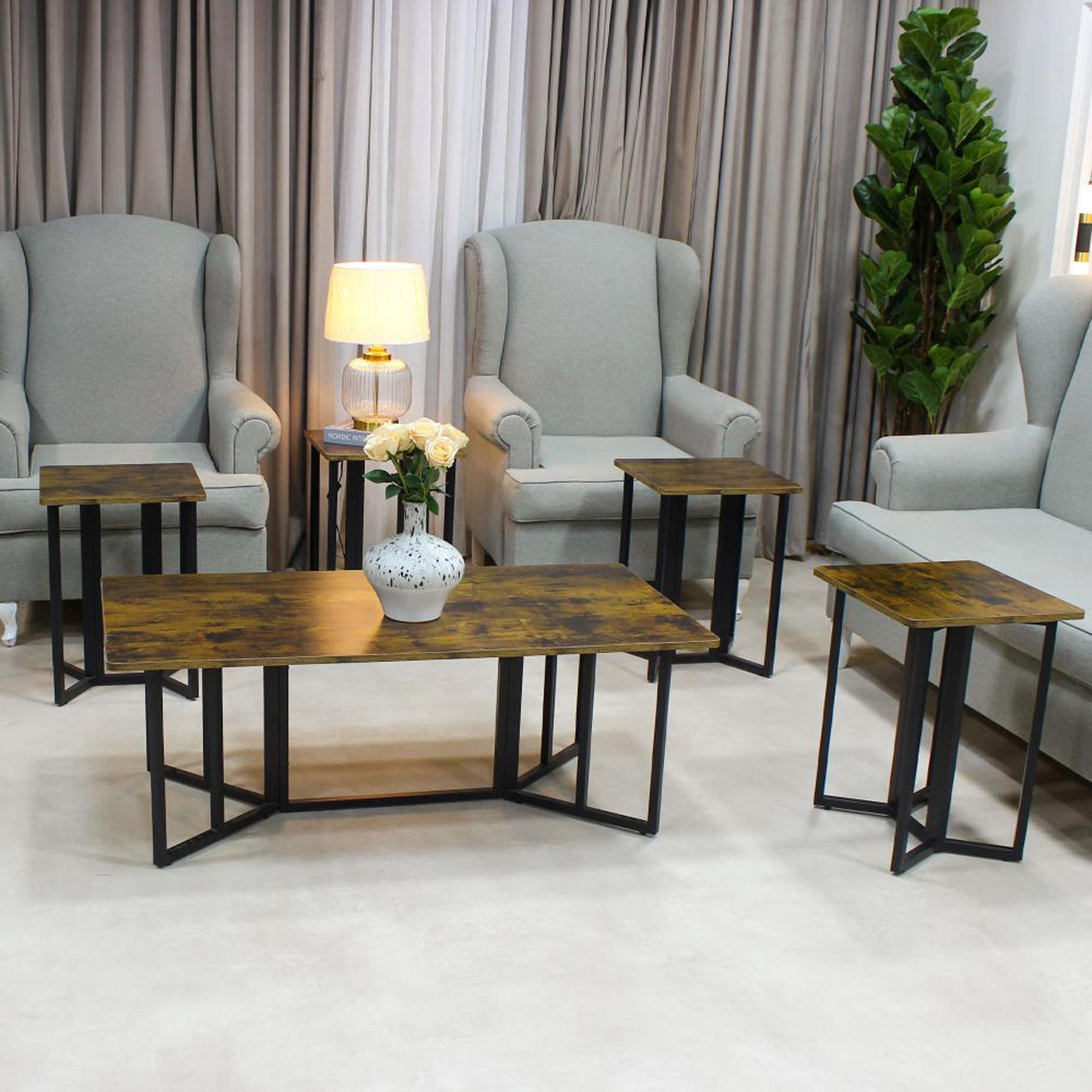 Wooden Top 5-Piece Table Set-furniture-livingroom-coffeetables-image-1