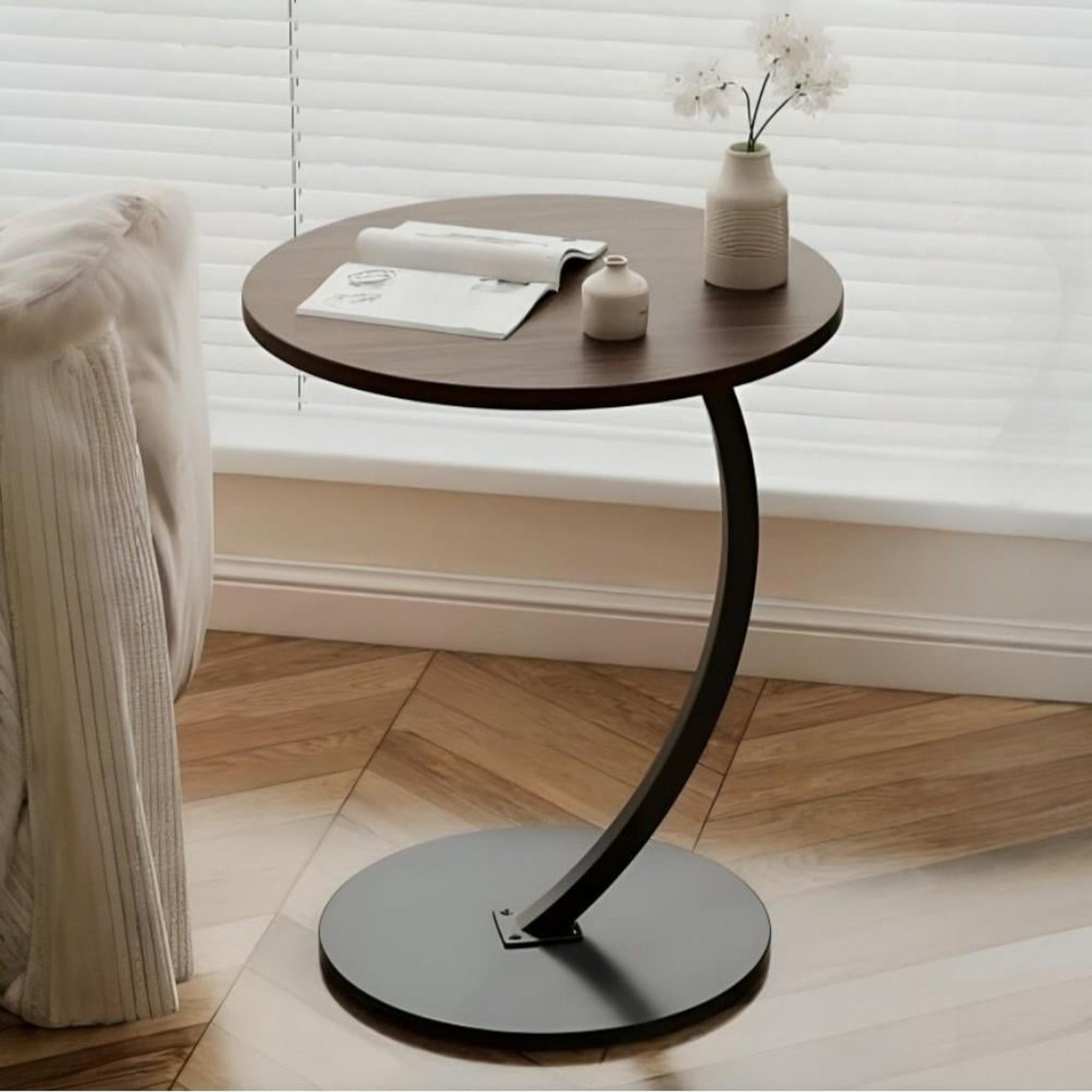 Wooden Top Side Table with Pedestal Base - 40x60 cms-furniture-livingroom-sideandendtables-image-1