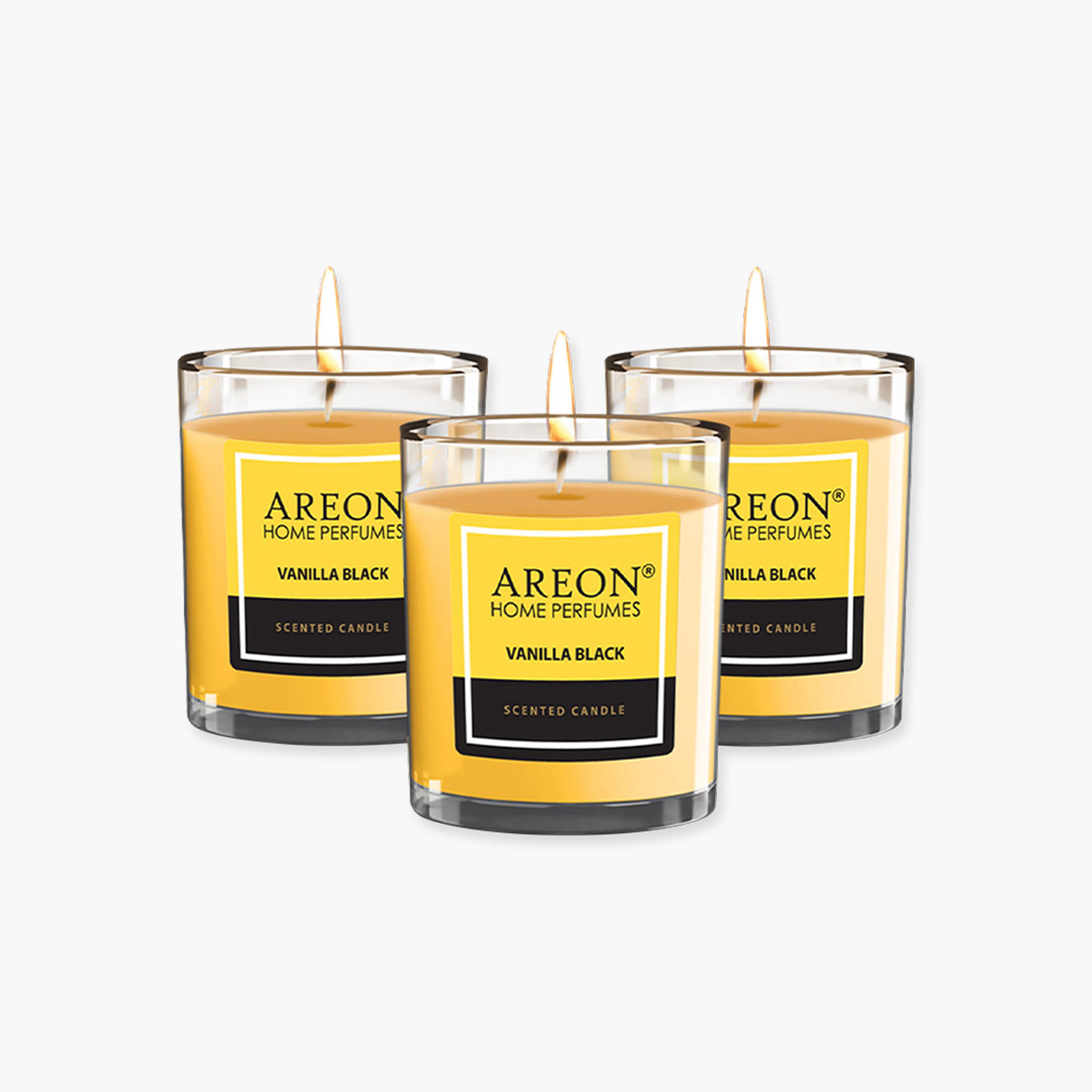 Areon 3-Piece Vanilla Black Scented Candle Set - 85 gms-household-homefragrance-candles-image-1