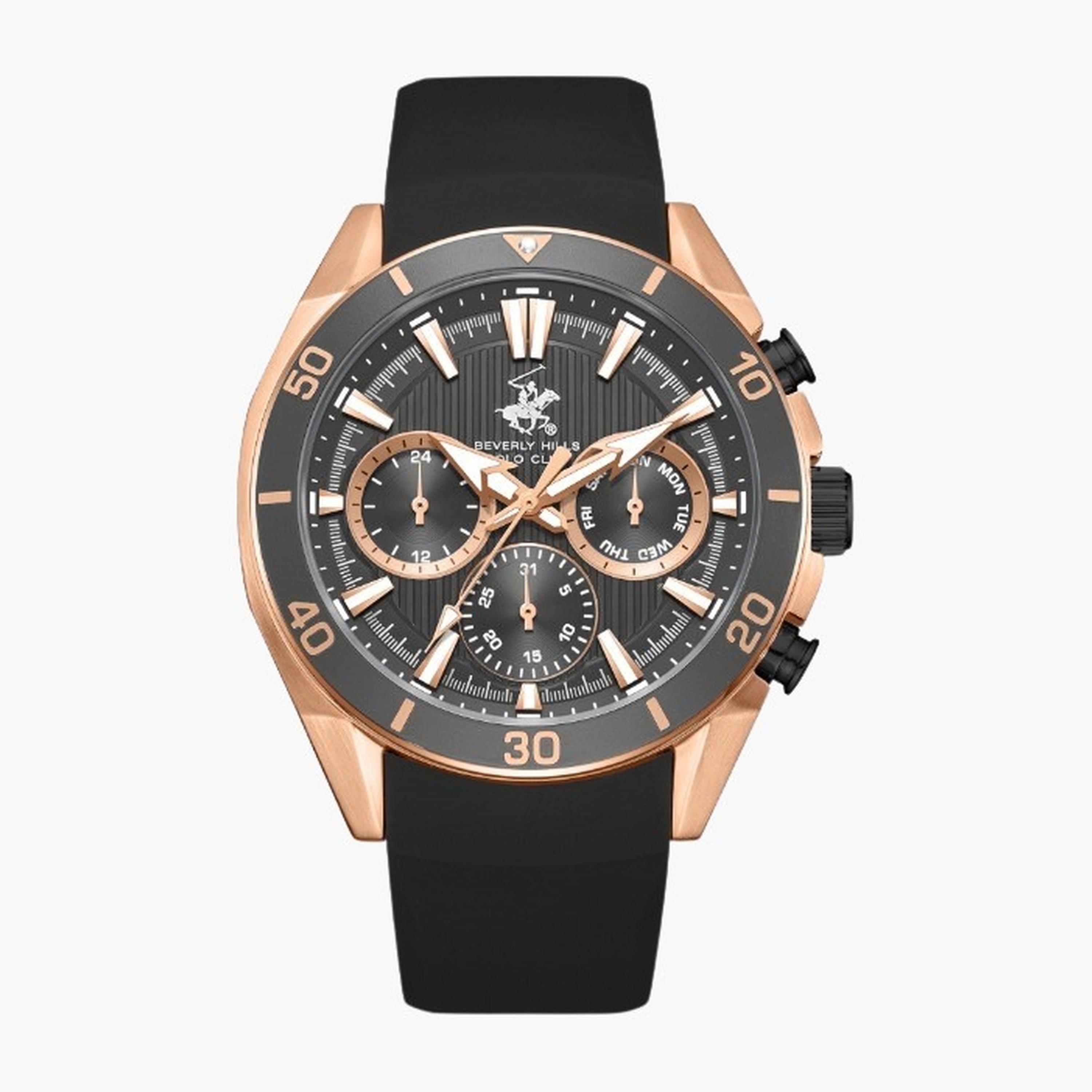 بيفرلي هيلز بولو كلزب- ساعة رجالية كرونوغراف سوار سيليكون لون رمادي-men-watchesandjewellery-watches-image-1